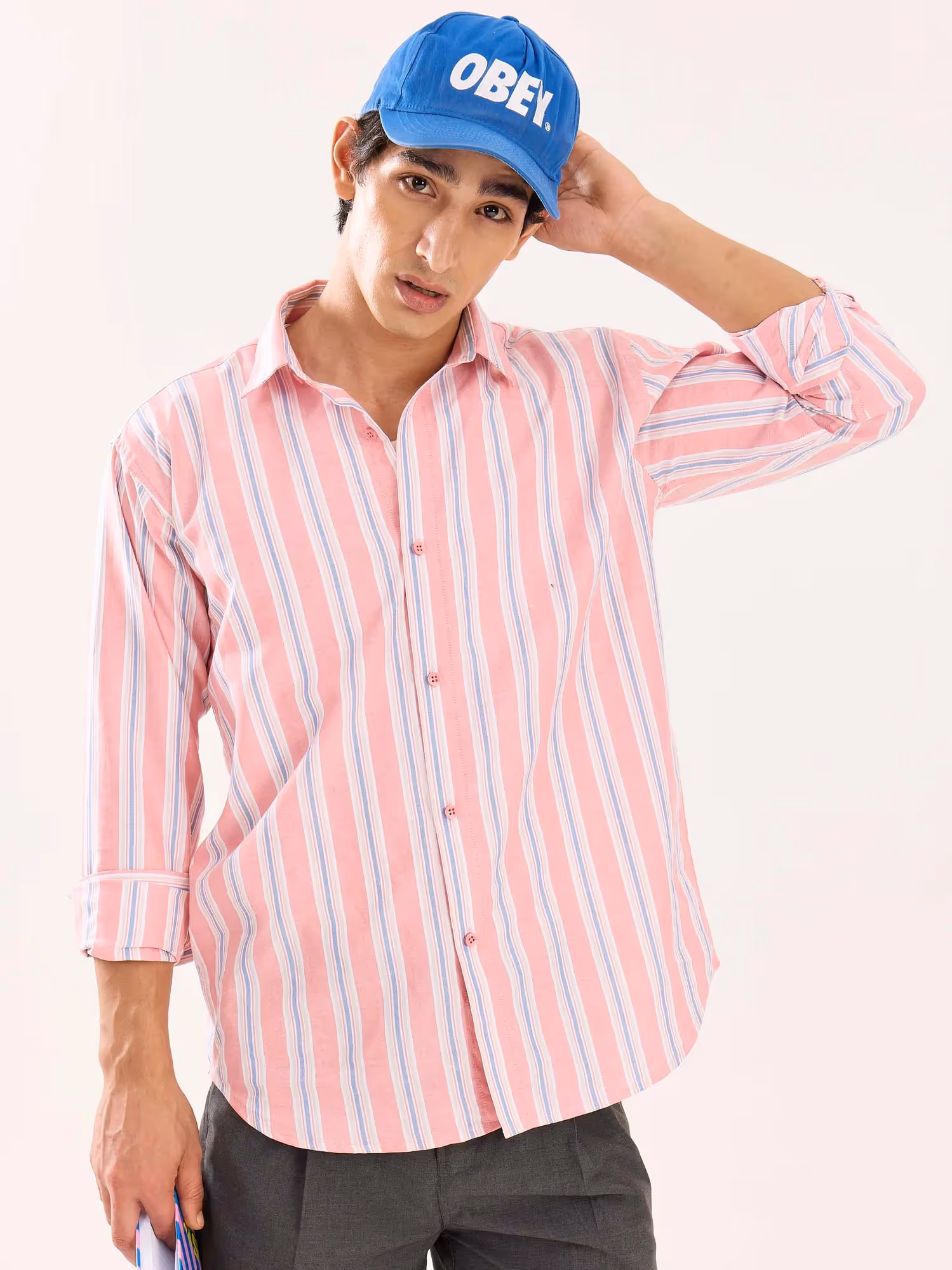 Peach Striped Oxford Shirt  image 2