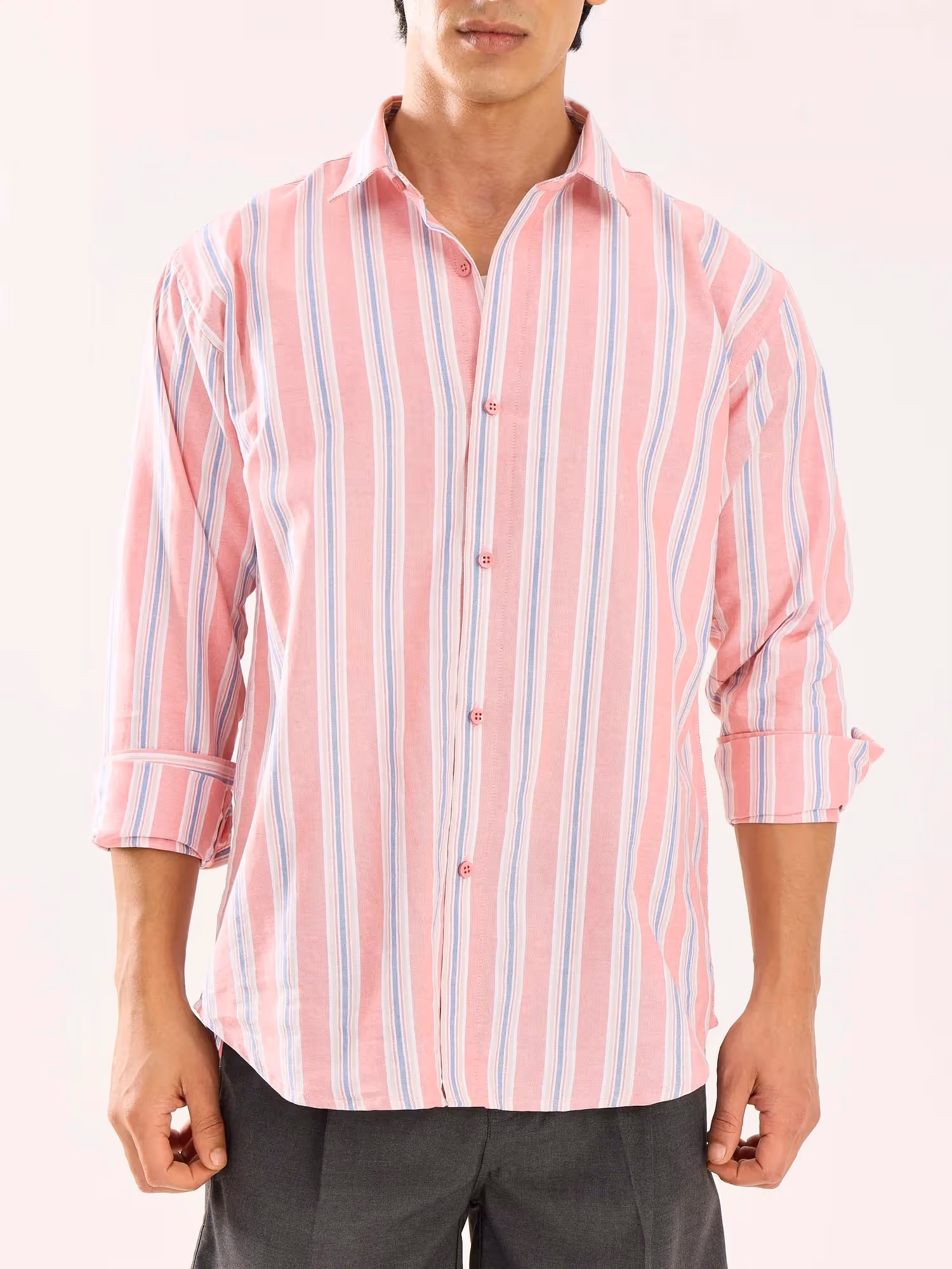 Peach Striped Oxford Shirt  image 4