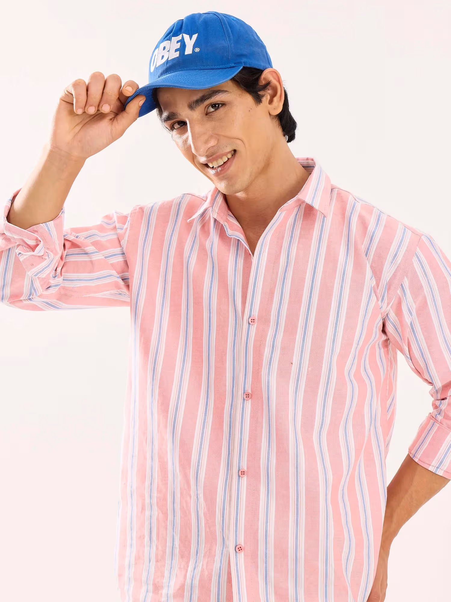 Peach Striped Oxford Shirt  image 6