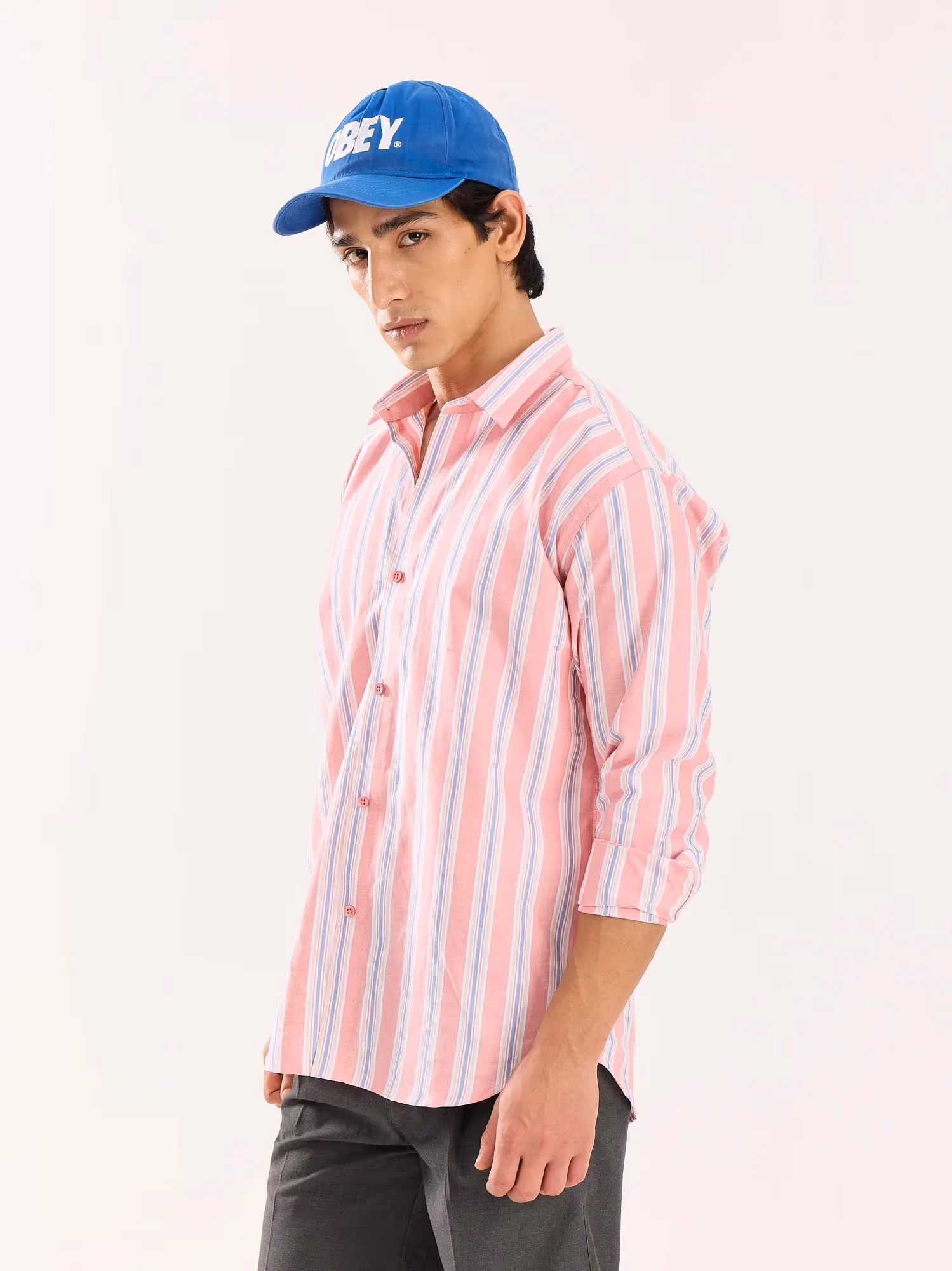 Peach Striped Oxford Shirt  image 7