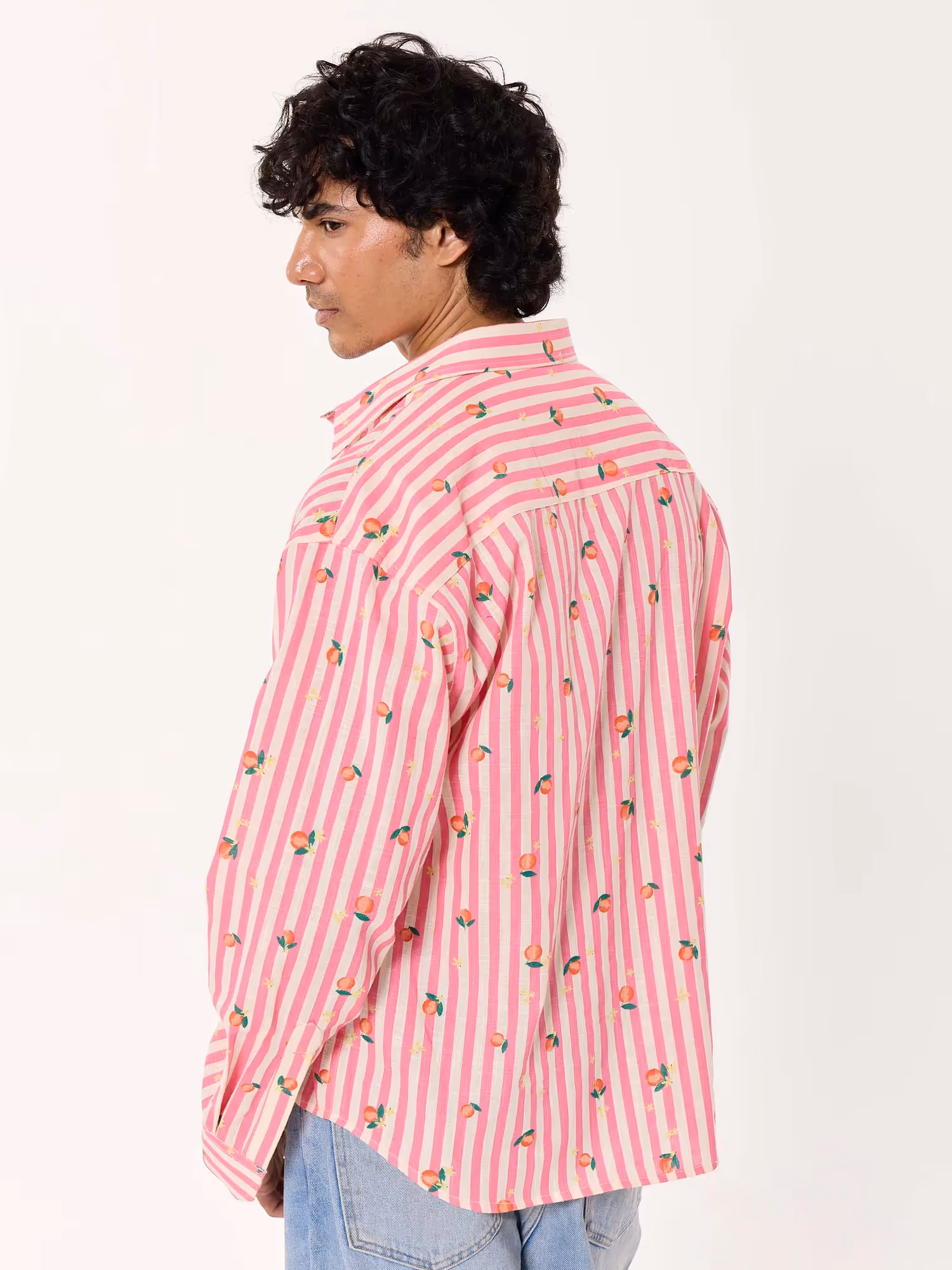 Peaches Printed Striped Cropped Shirt  image 7