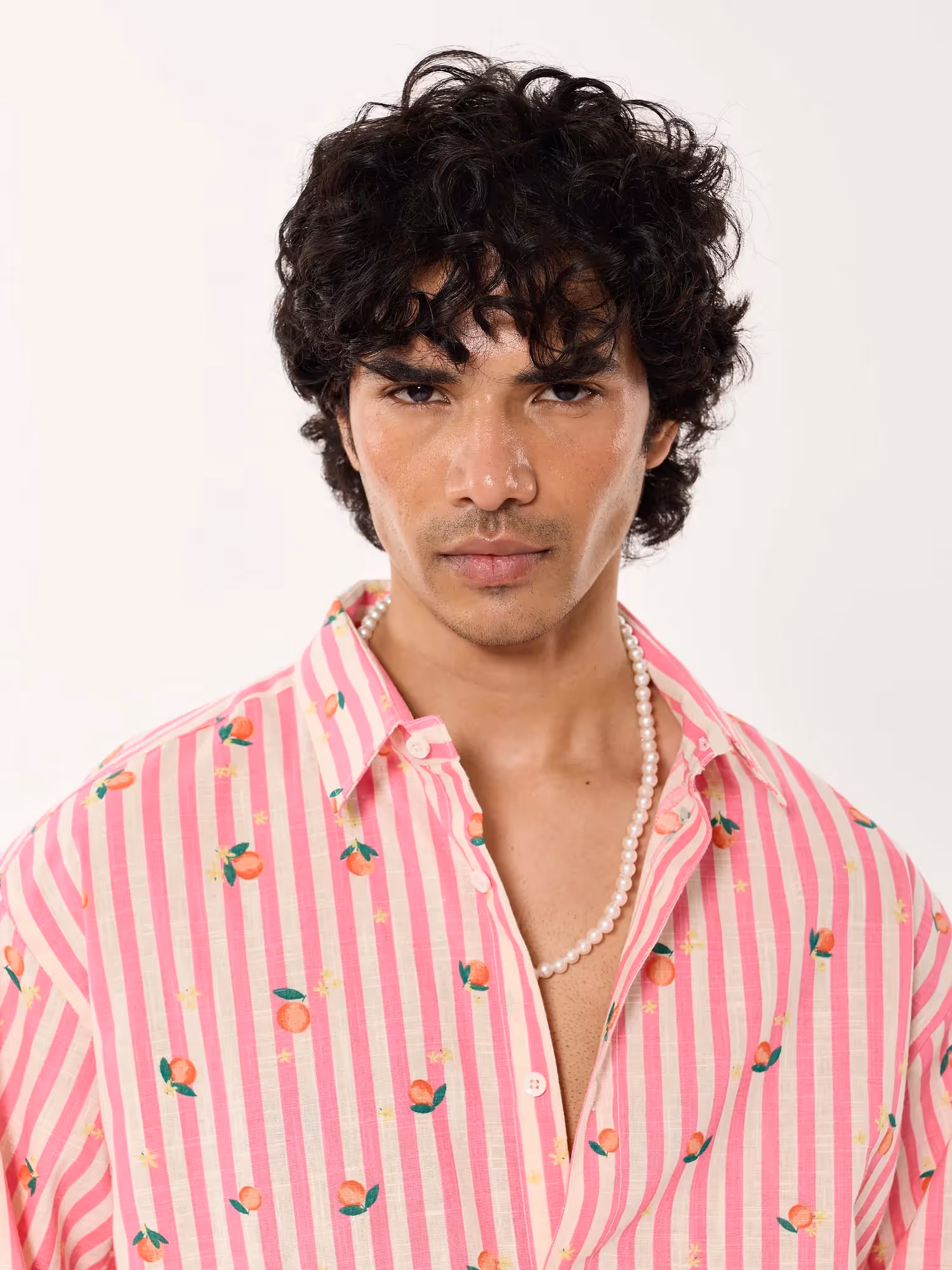 Peaches Printed Striped Cropped Shirt  image 8