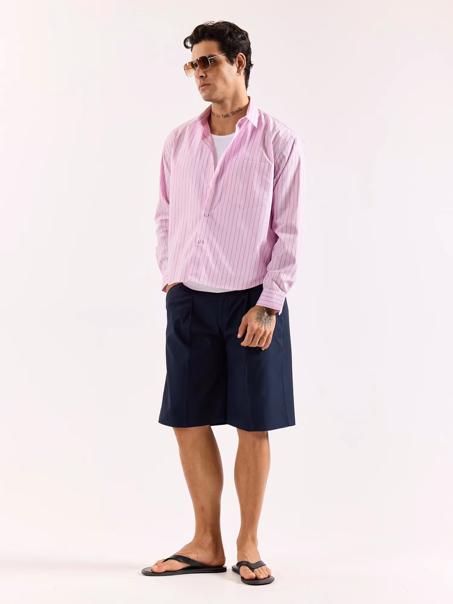Pink & Blue Pinstriped Poplin Oversized Shirt image 6