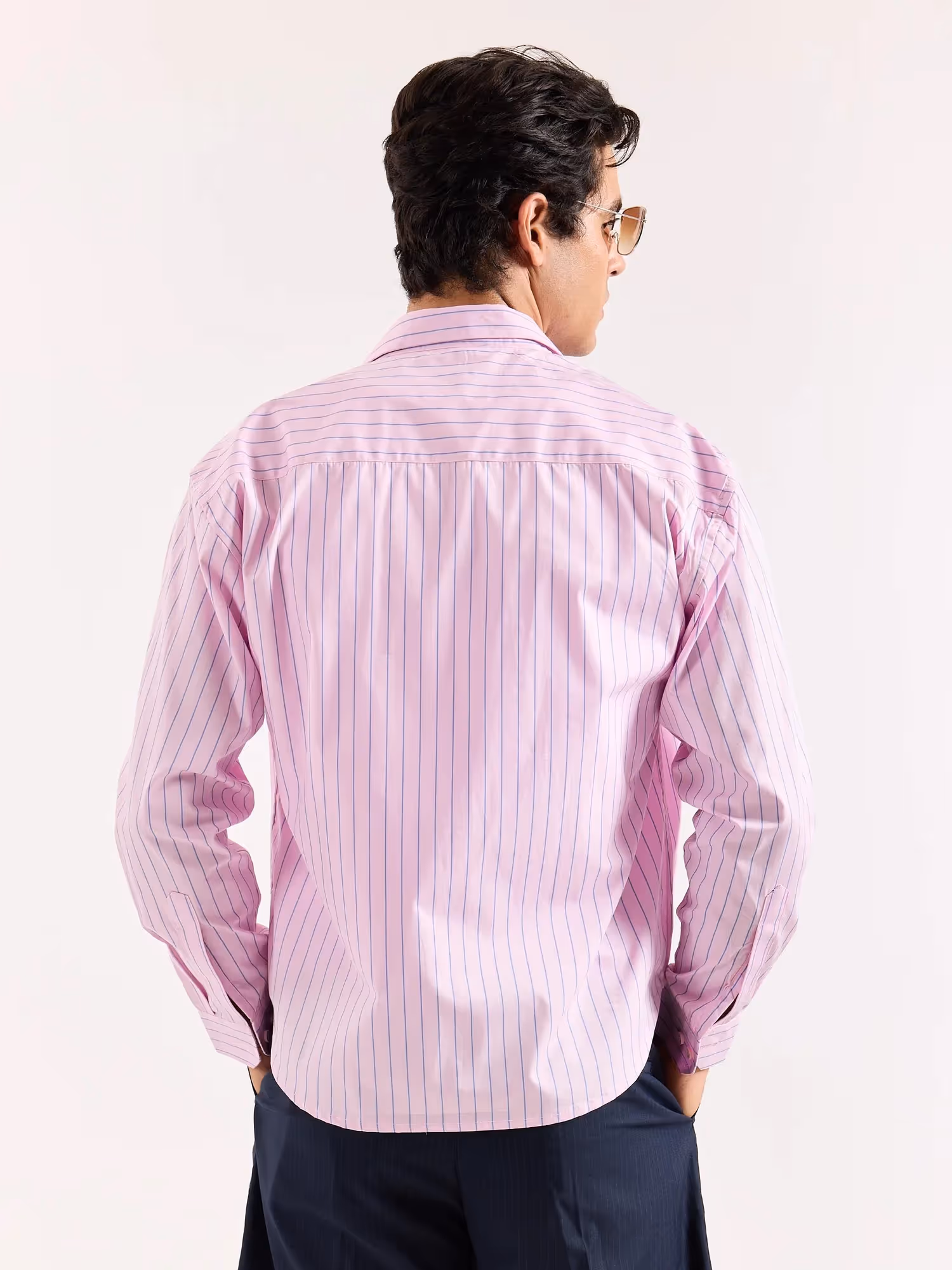 Pink & Blue Pinstriped Poplin Oversized Shirt image 8