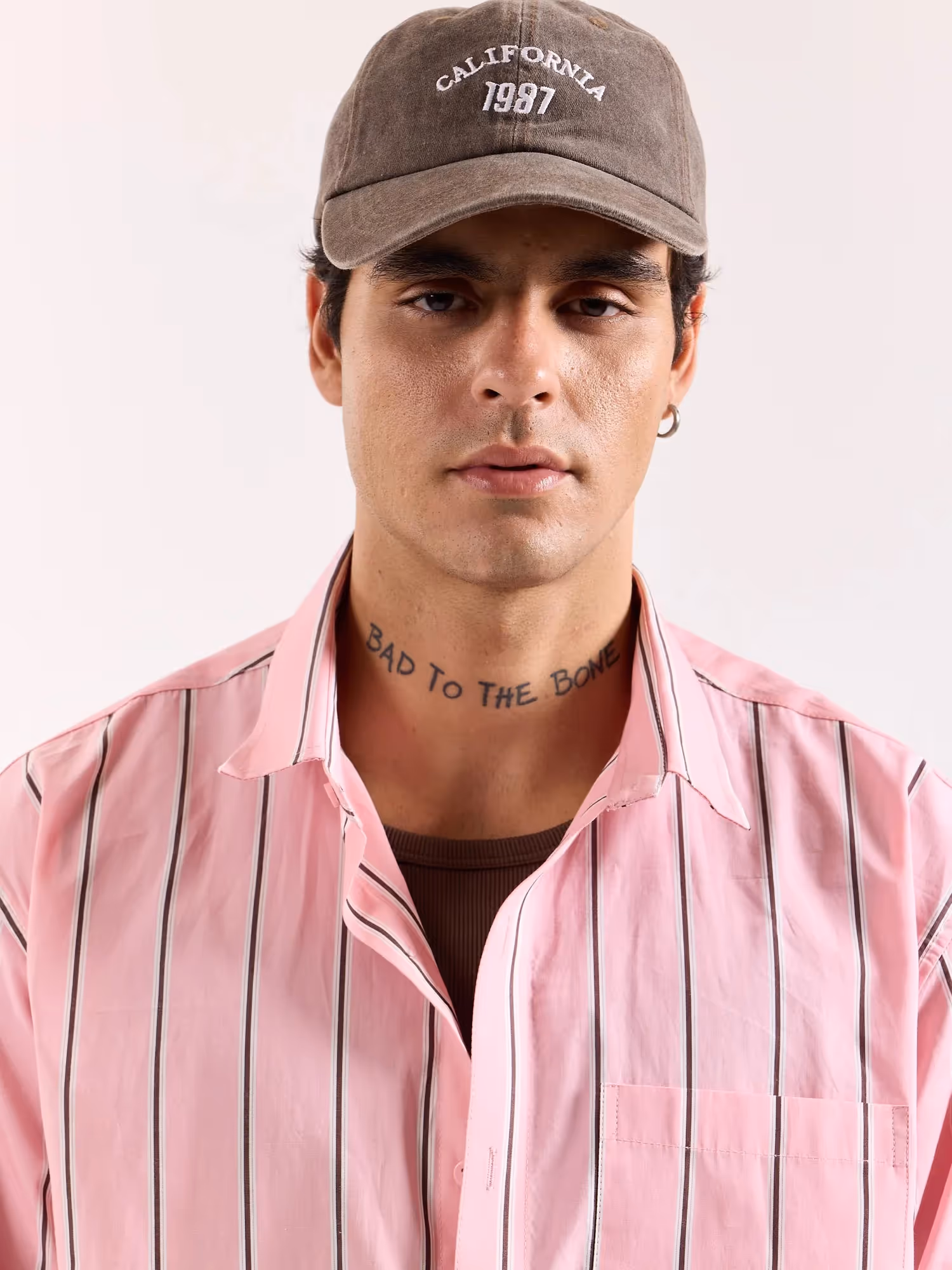 Pink & Brown Striped Poplin Oversized Shirt image 5