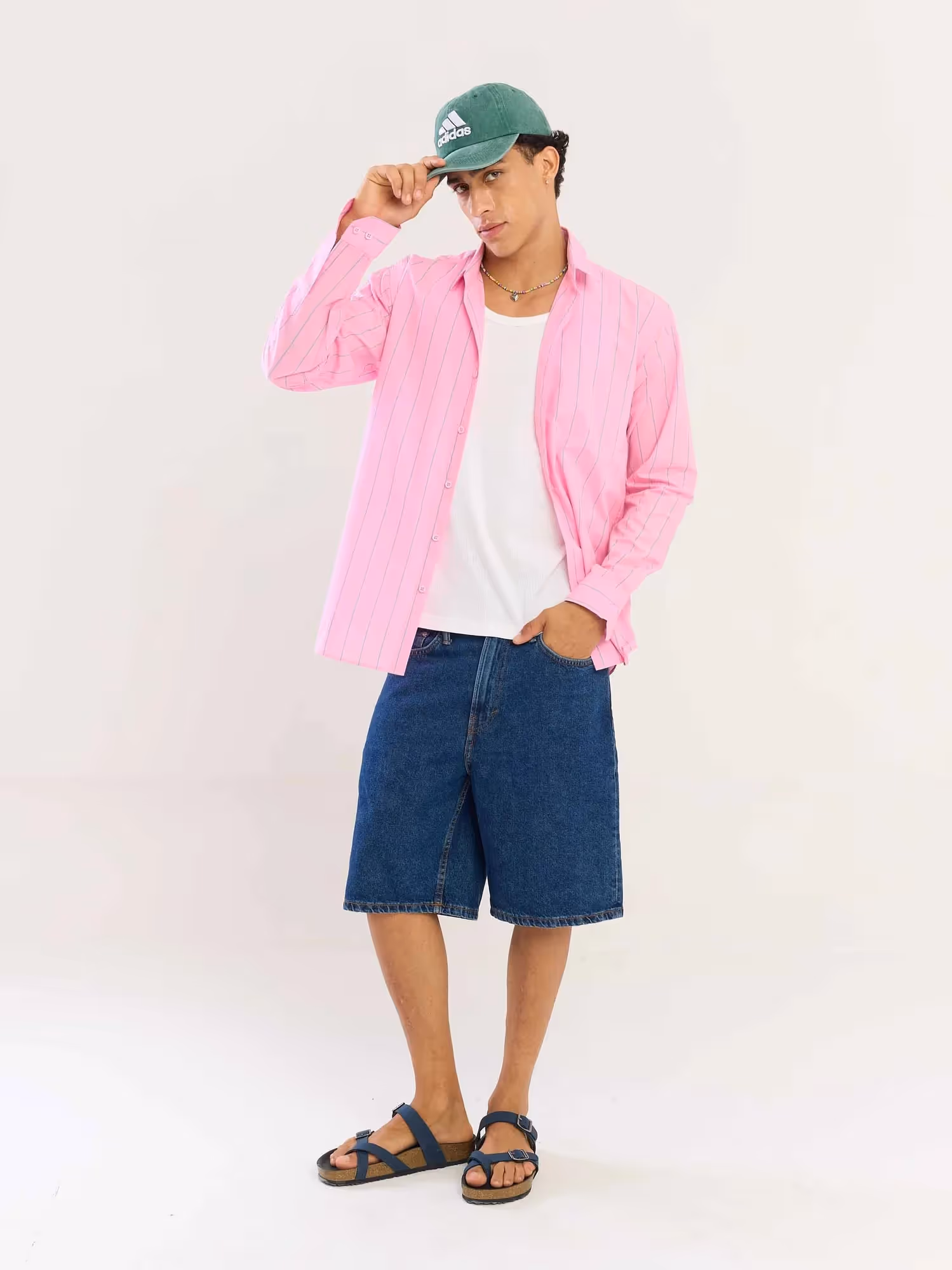 Pink & Green Striped Poplin Shirt image 2