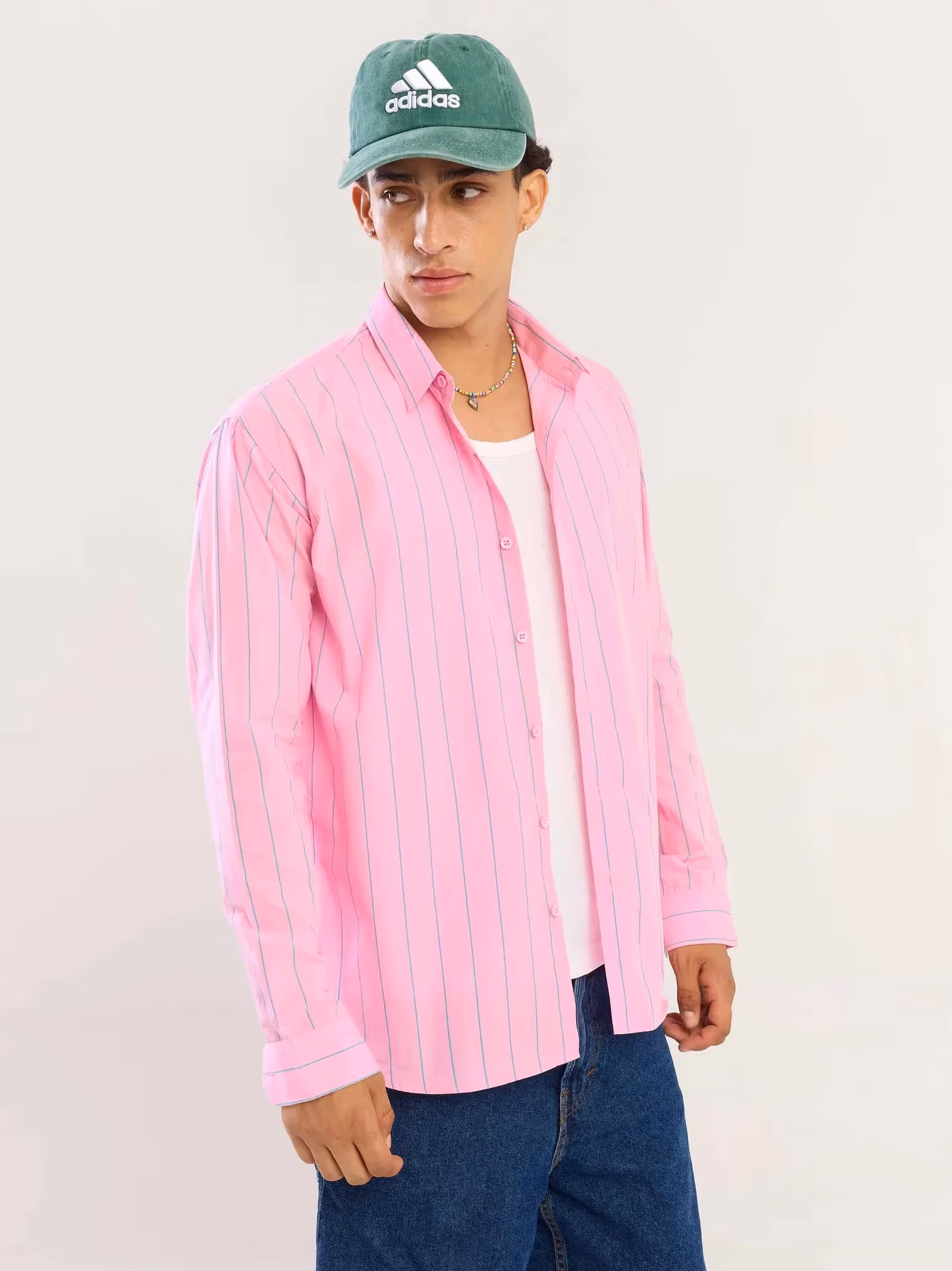 Pink & Green Striped Poplin Shirt image 5