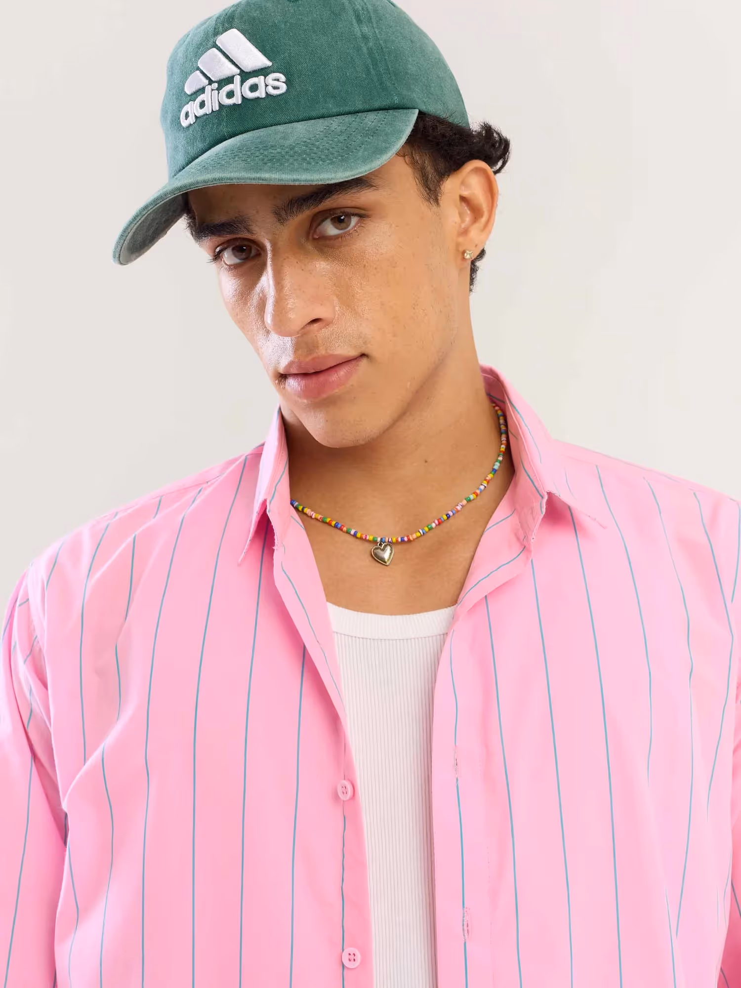 Pink & Green Striped Poplin Shirt image 7