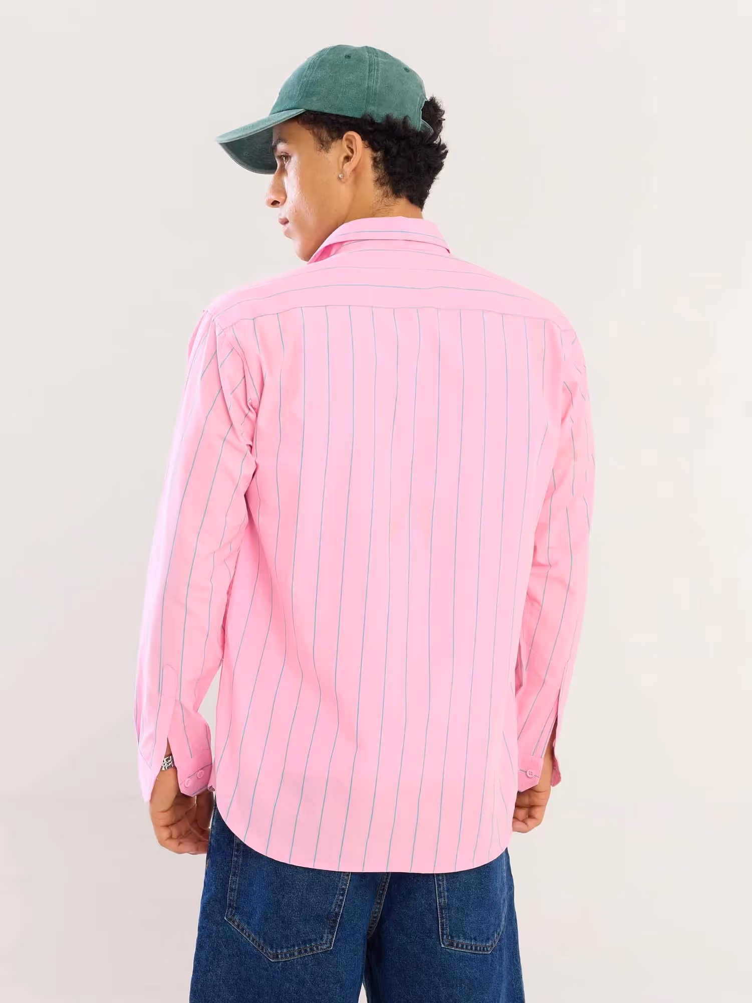 Pink & Green Striped Poplin Shirt image 8