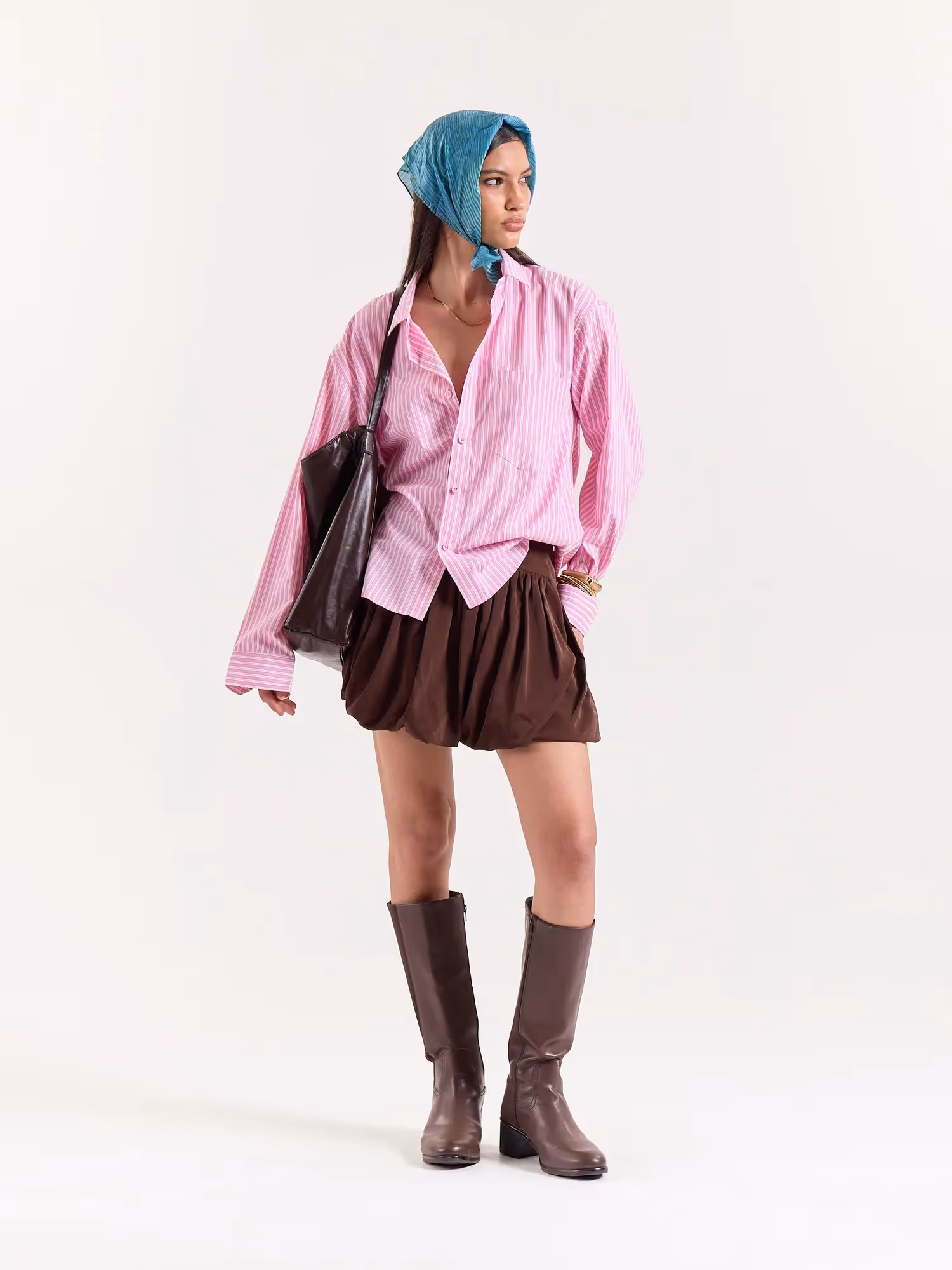 Pink & White Classic Striped Poplin Cropped Shirt image 2