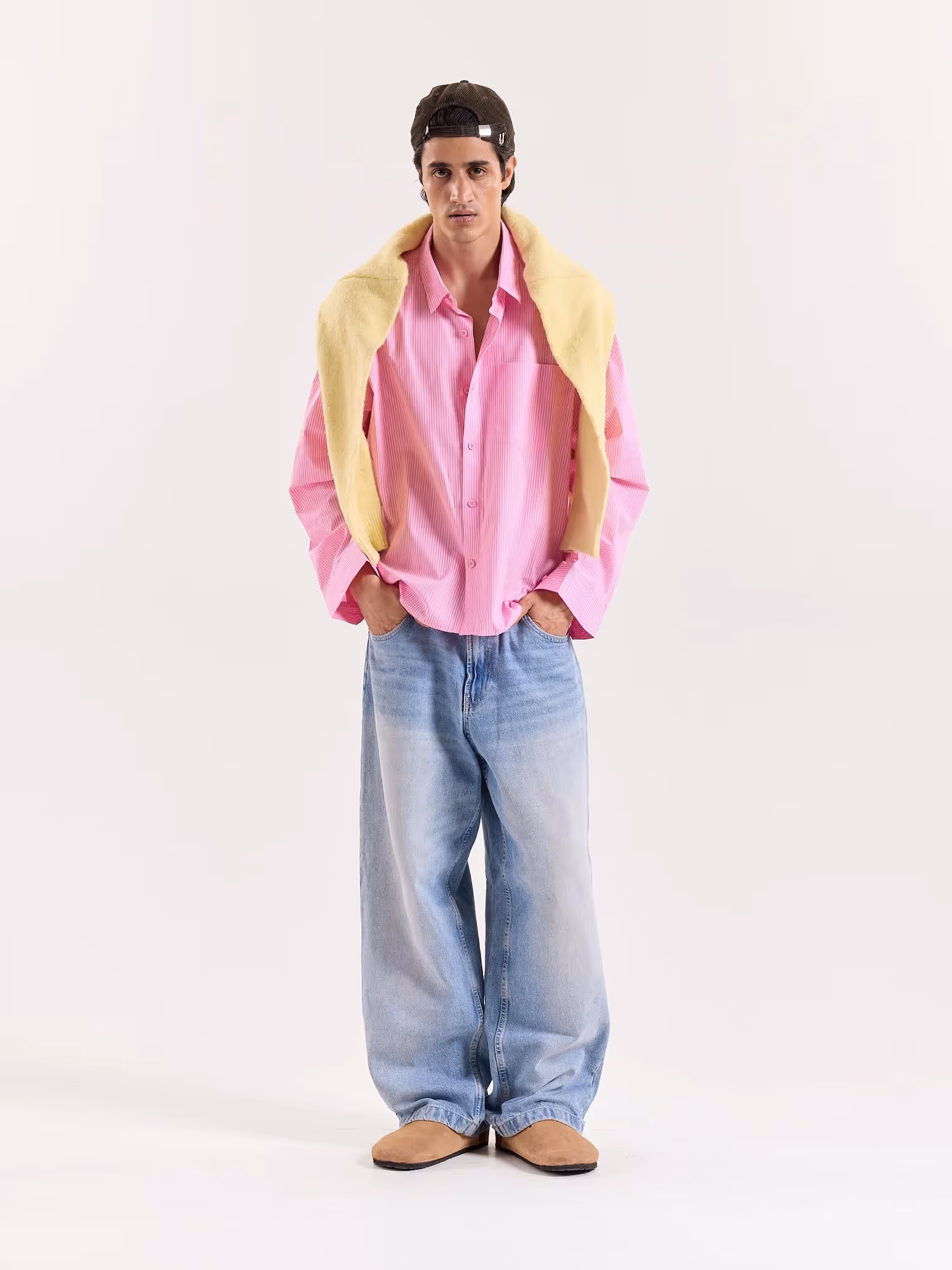 Pink & White Striped Poplin Cropped Shirt image 1