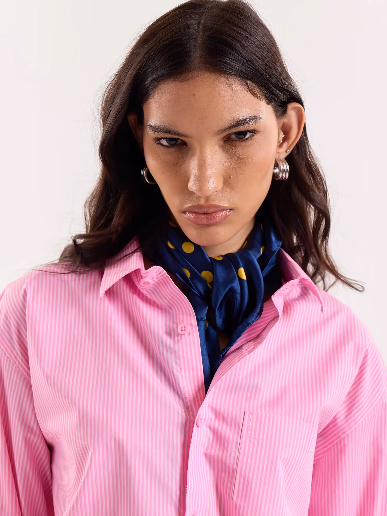 Pink & White Striped Poplin Cropped Shirt image 6