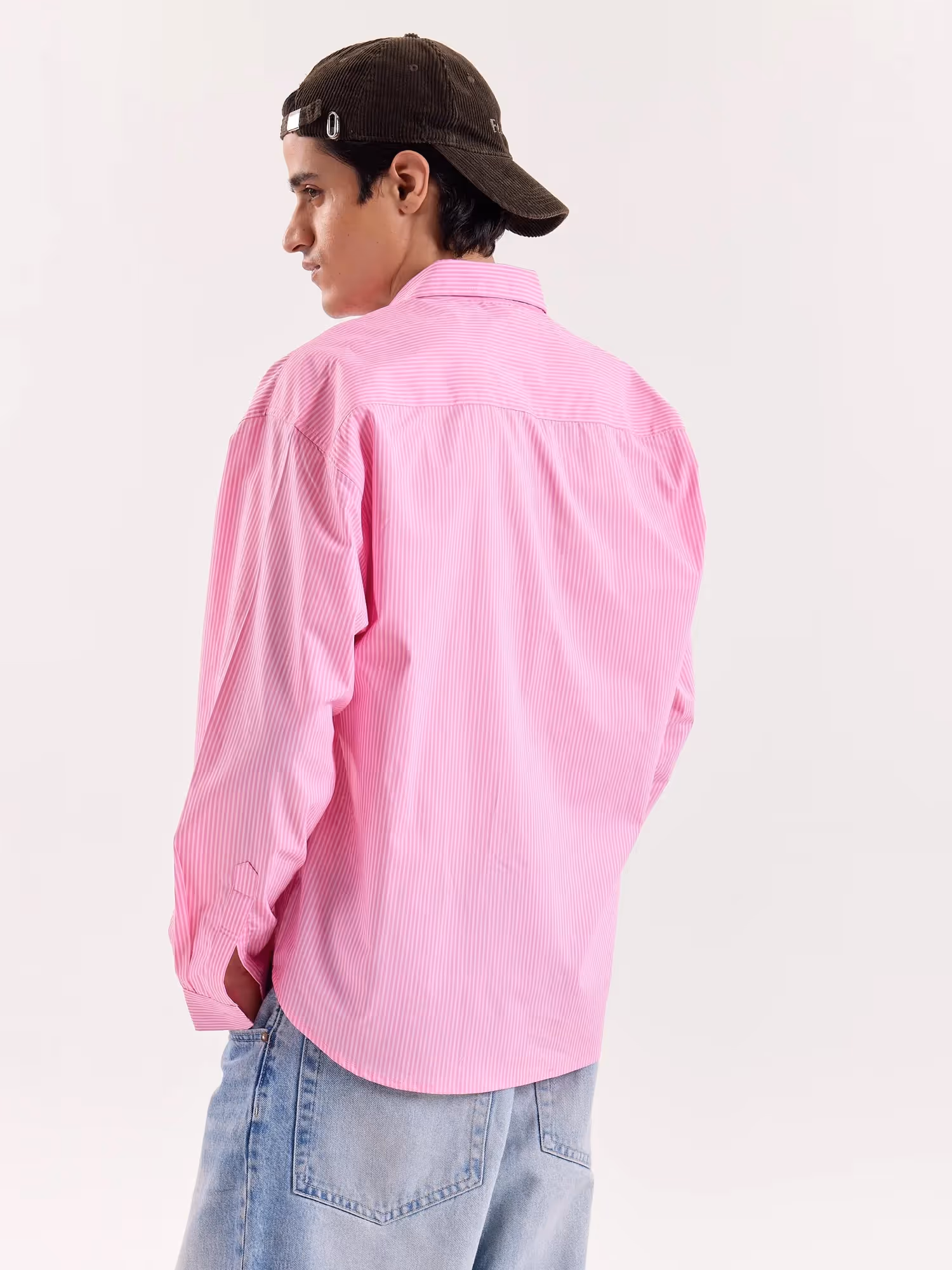 Pink & White Striped Poplin Cropped Shirt image 8