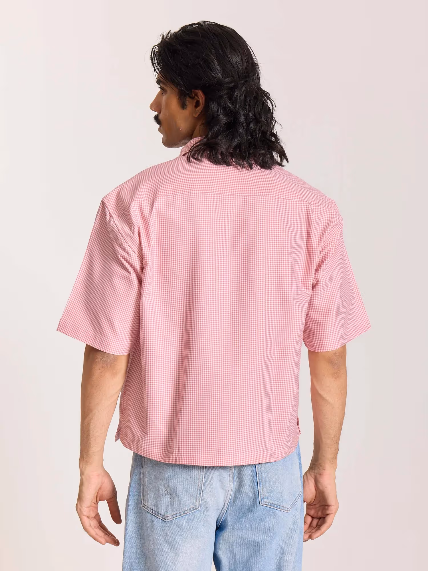 Pink Checkered Cropped Shirt image 8