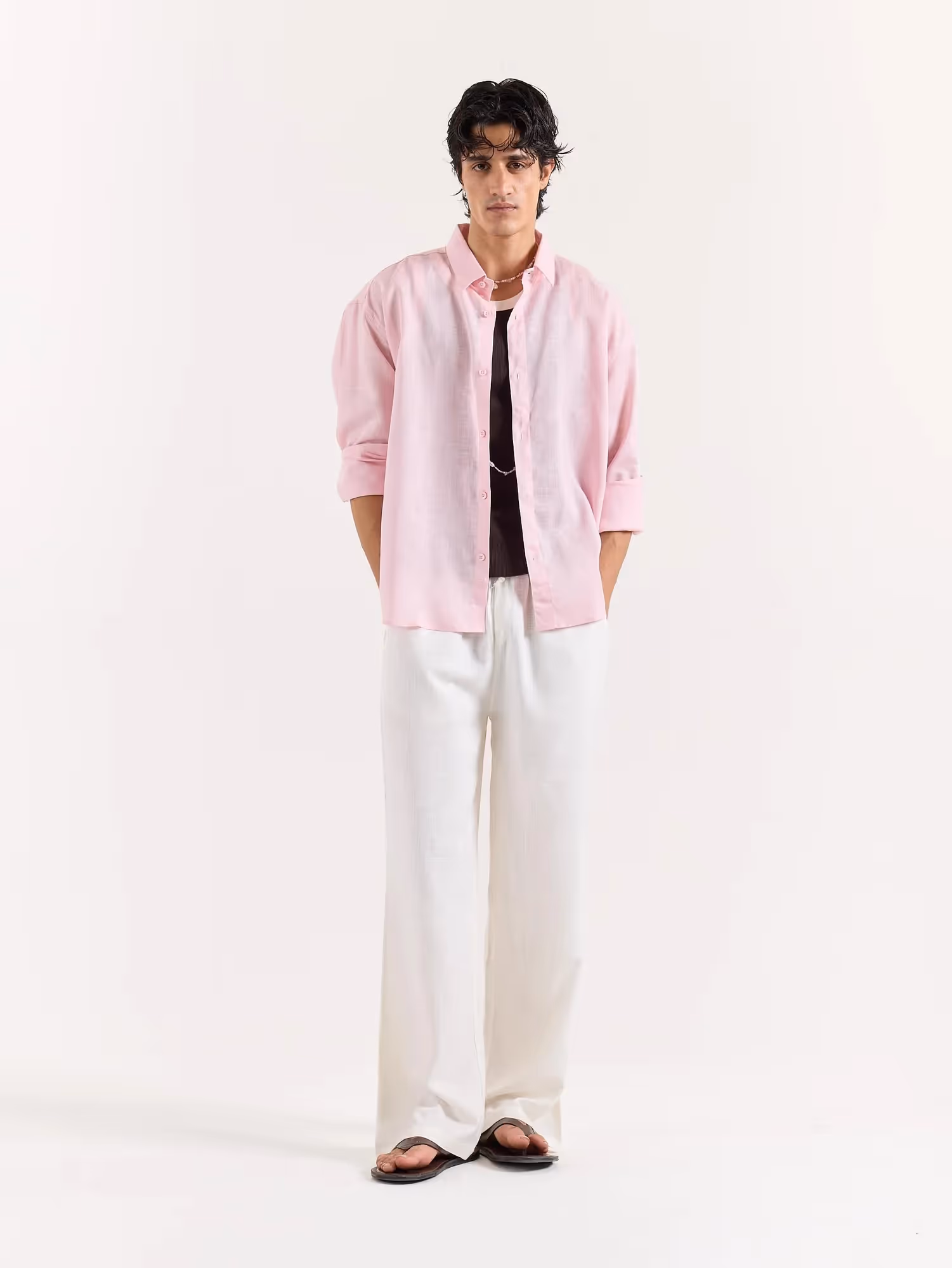 Pink Linen Cropped Shirt image 1