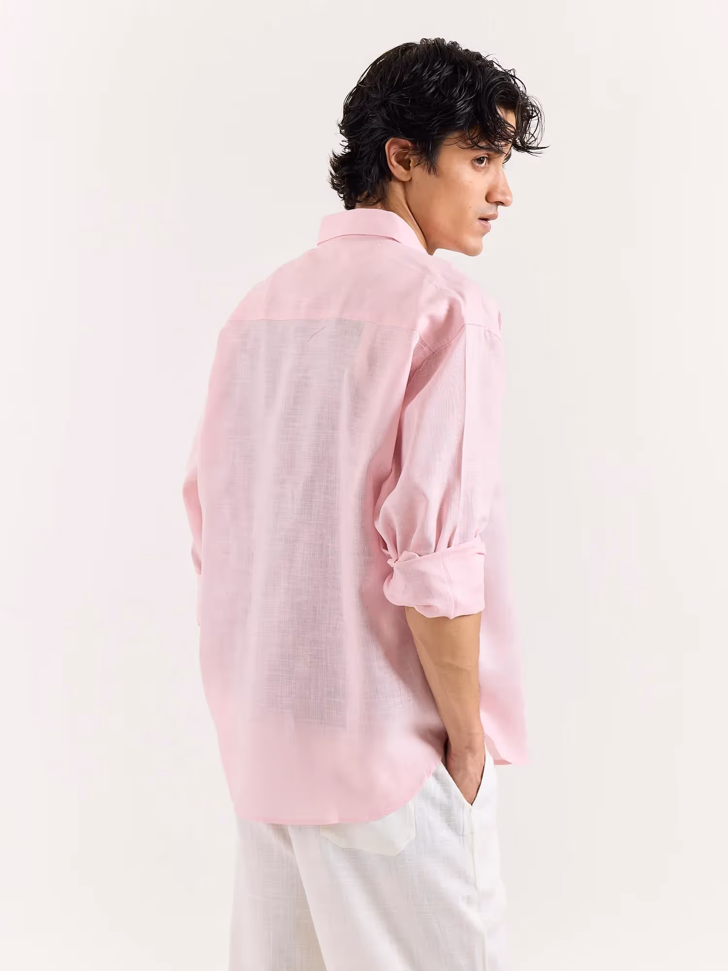 Pink Linen Cropped Shirt image 4