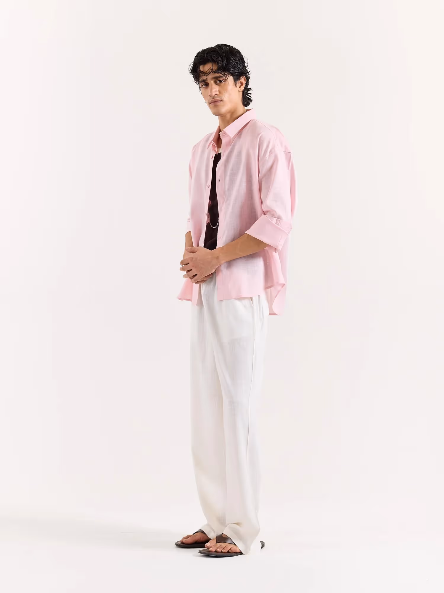 Pink Linen Cropped Shirt image 6