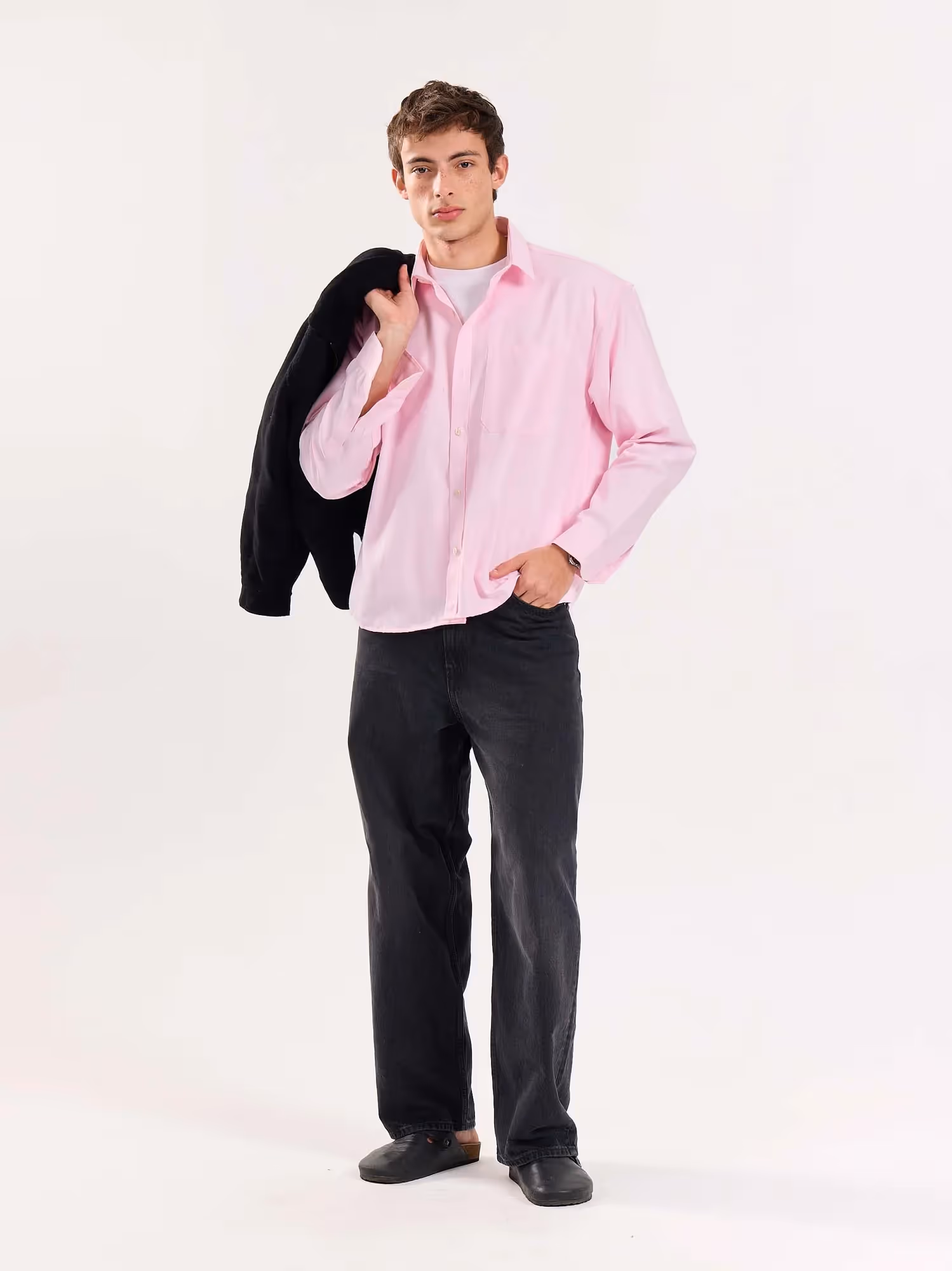 Pink Oversized Cropped Shirt image 1