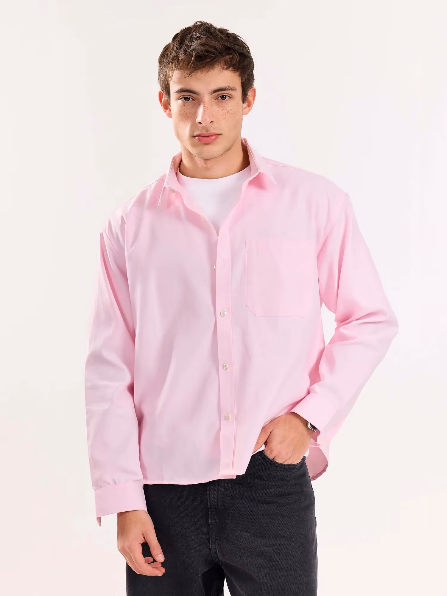 Pink Oversized Cropped Shirt  image 2
