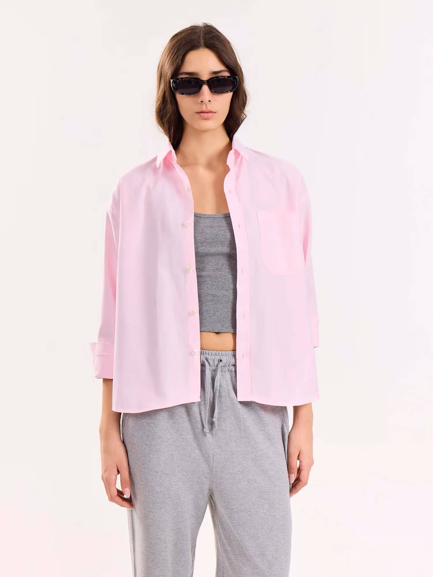Pink Oversized Cropped Shirt  image 4