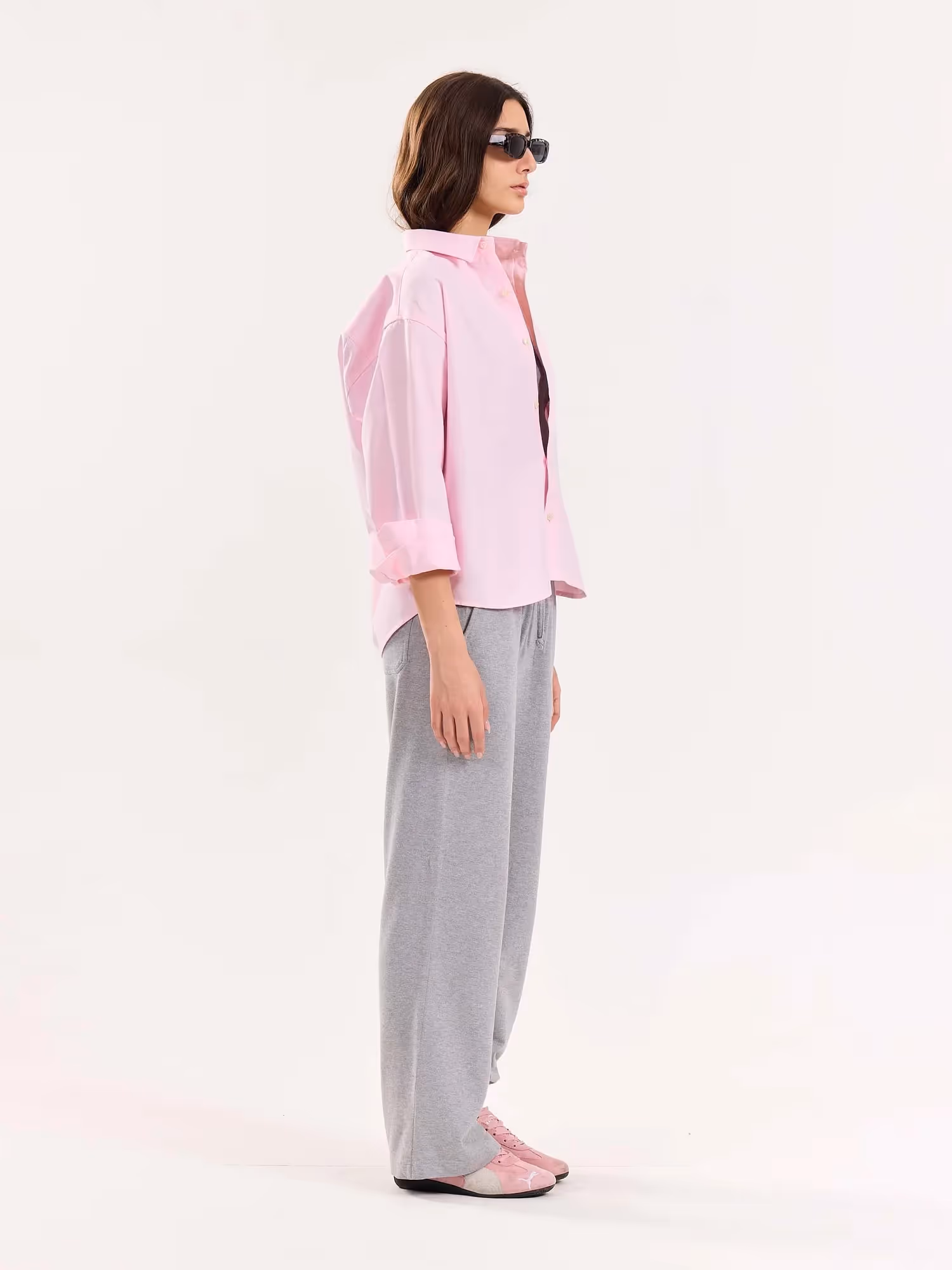 Pink Oversized Cropped Shirt  image 5