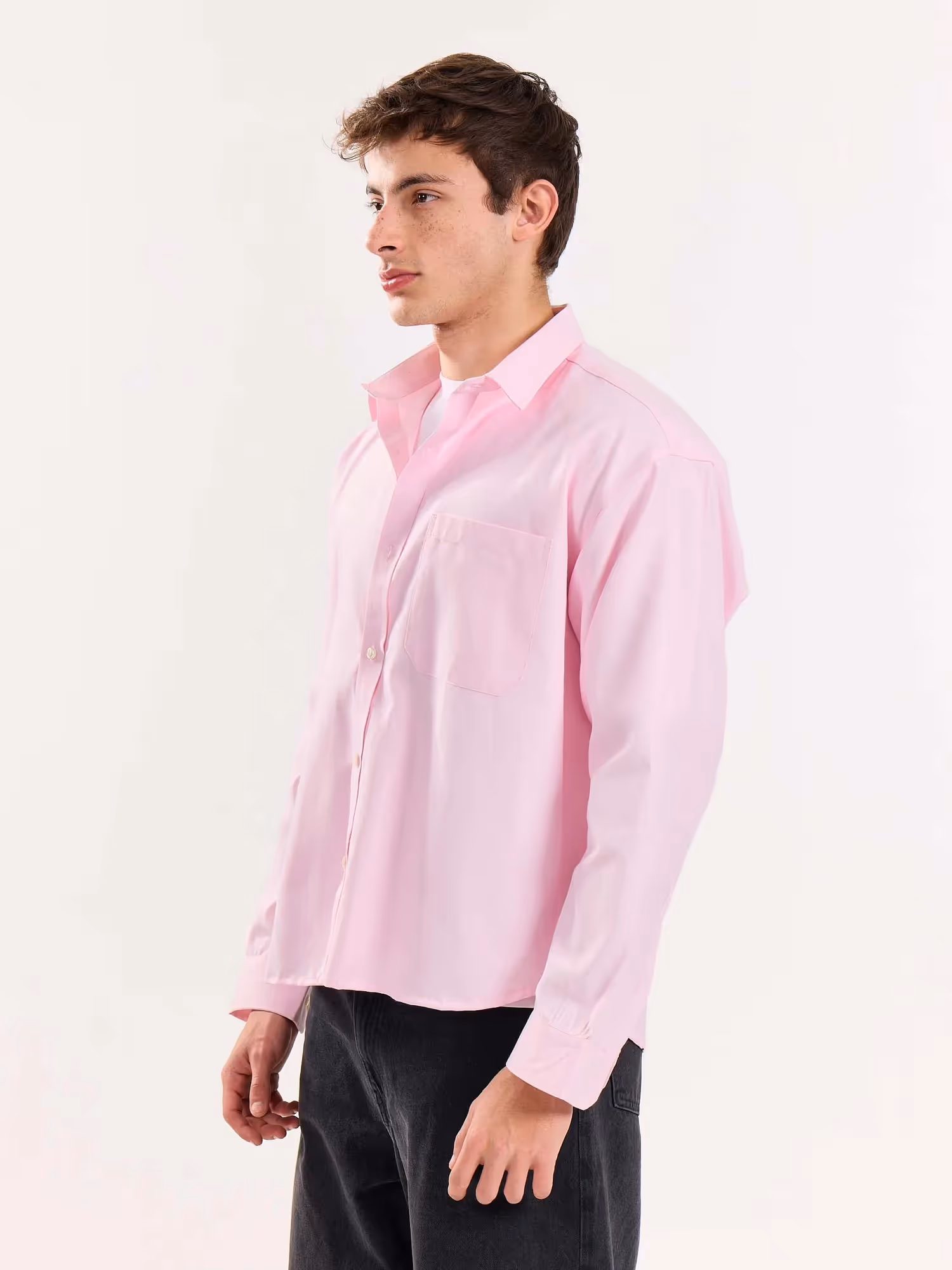 Pink Oversized Cropped Shirt  image 7