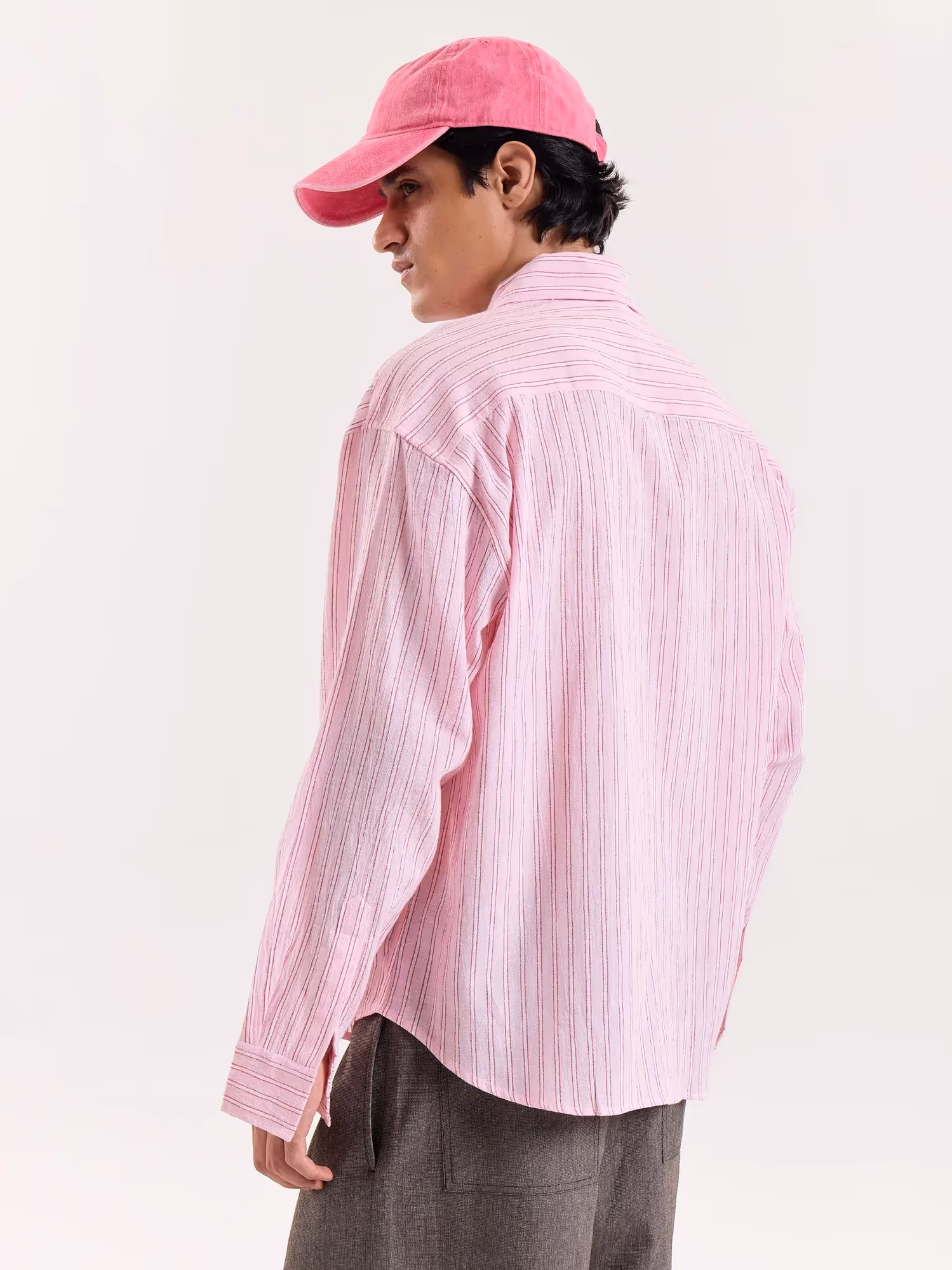 Pink, Red and White Striped Cropped Shirt image 8