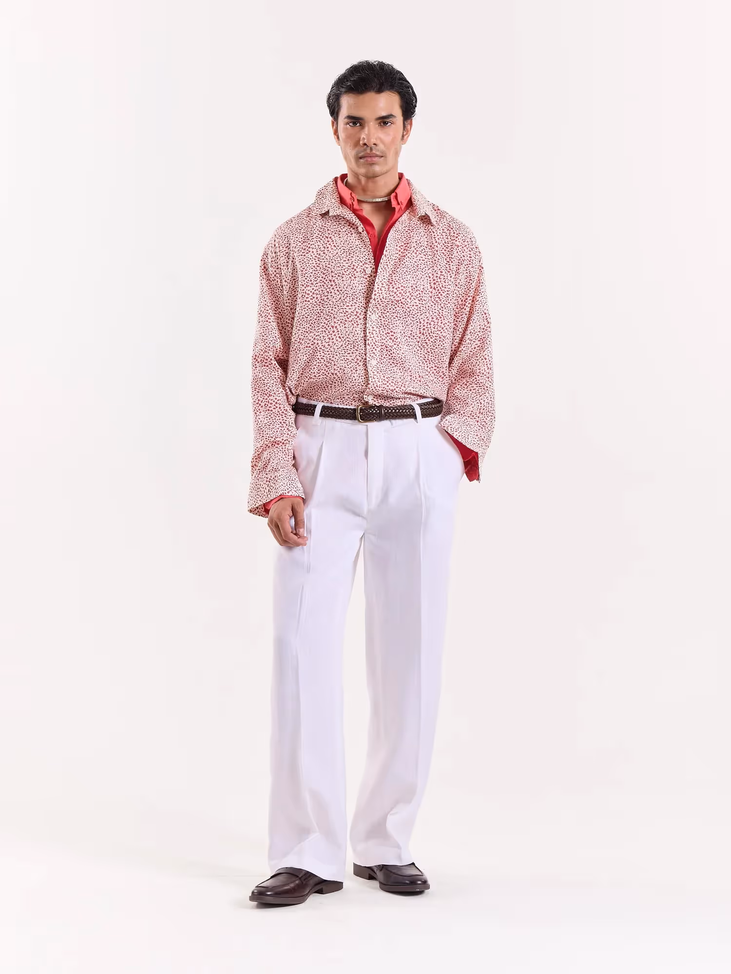 Pink Spotted Animal Printed Cropped Shirt image 1