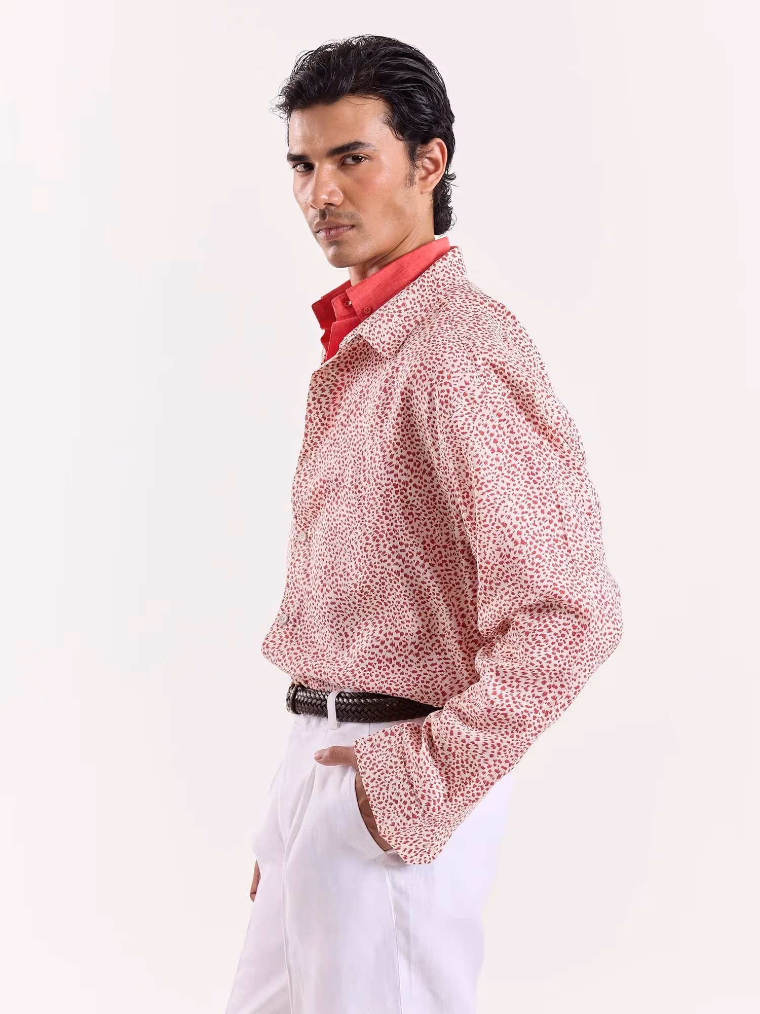 Pink Spotted Animal Printed Cropped Shirt image 5