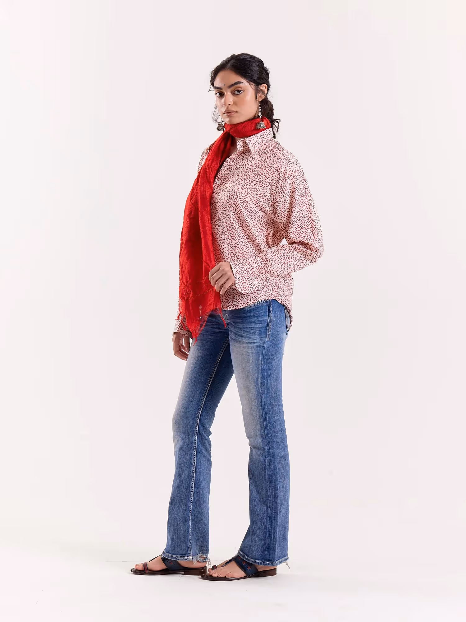 Pink Spotted Animal Printed Cropped Shirt image 6