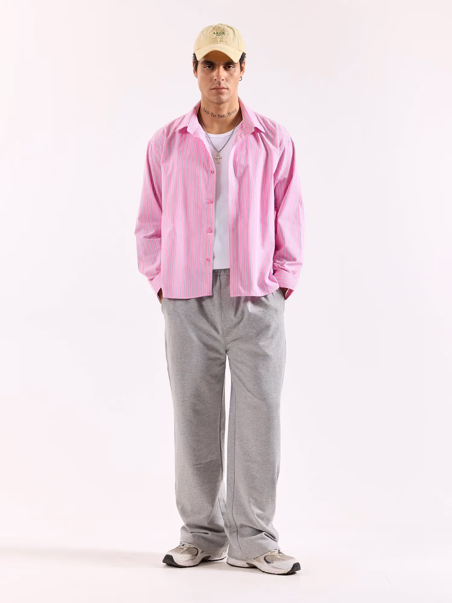 Pink Striped Poplin Oversized Shirt image 1
