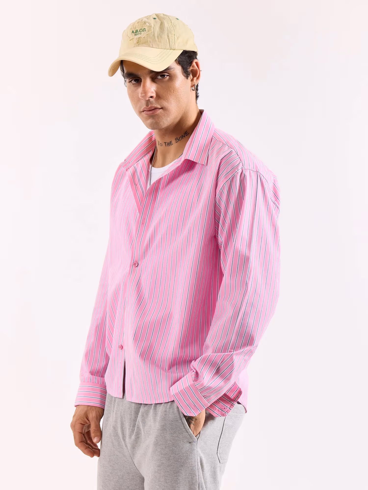 Pink Striped Poplin Oversized Shirt  image 7