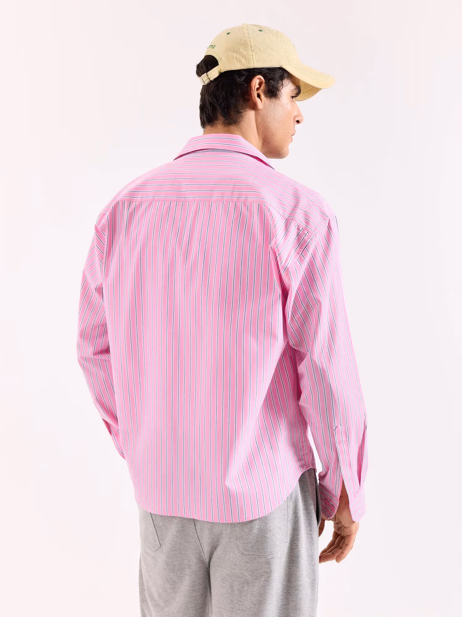 Pink Striped Poplin Oversized Shirt  image 8