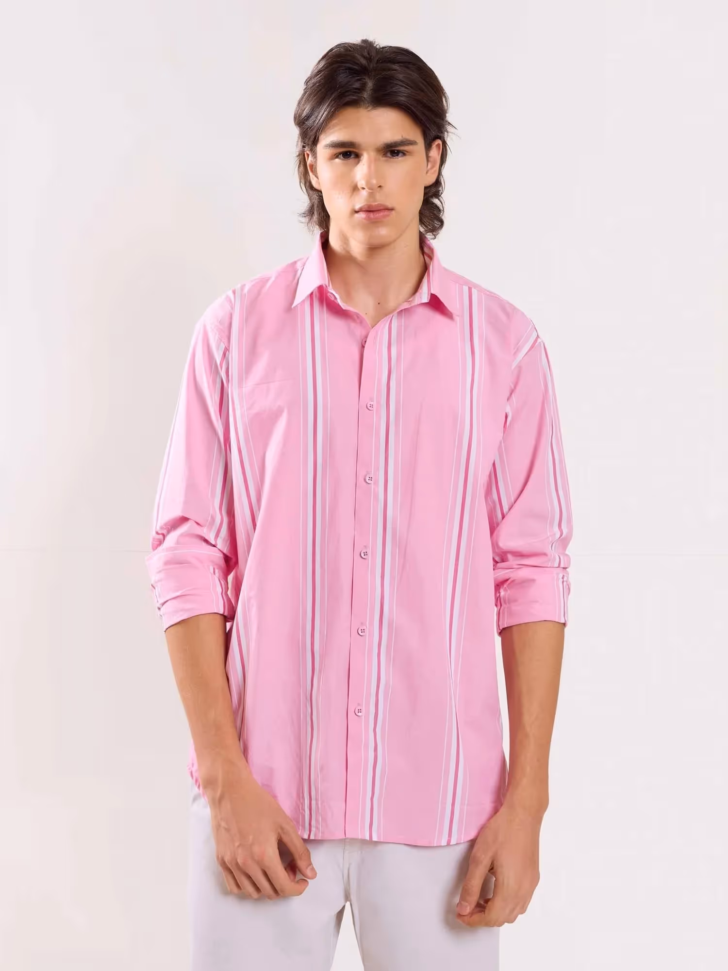 Pink Striped Poplin Shirt image 1