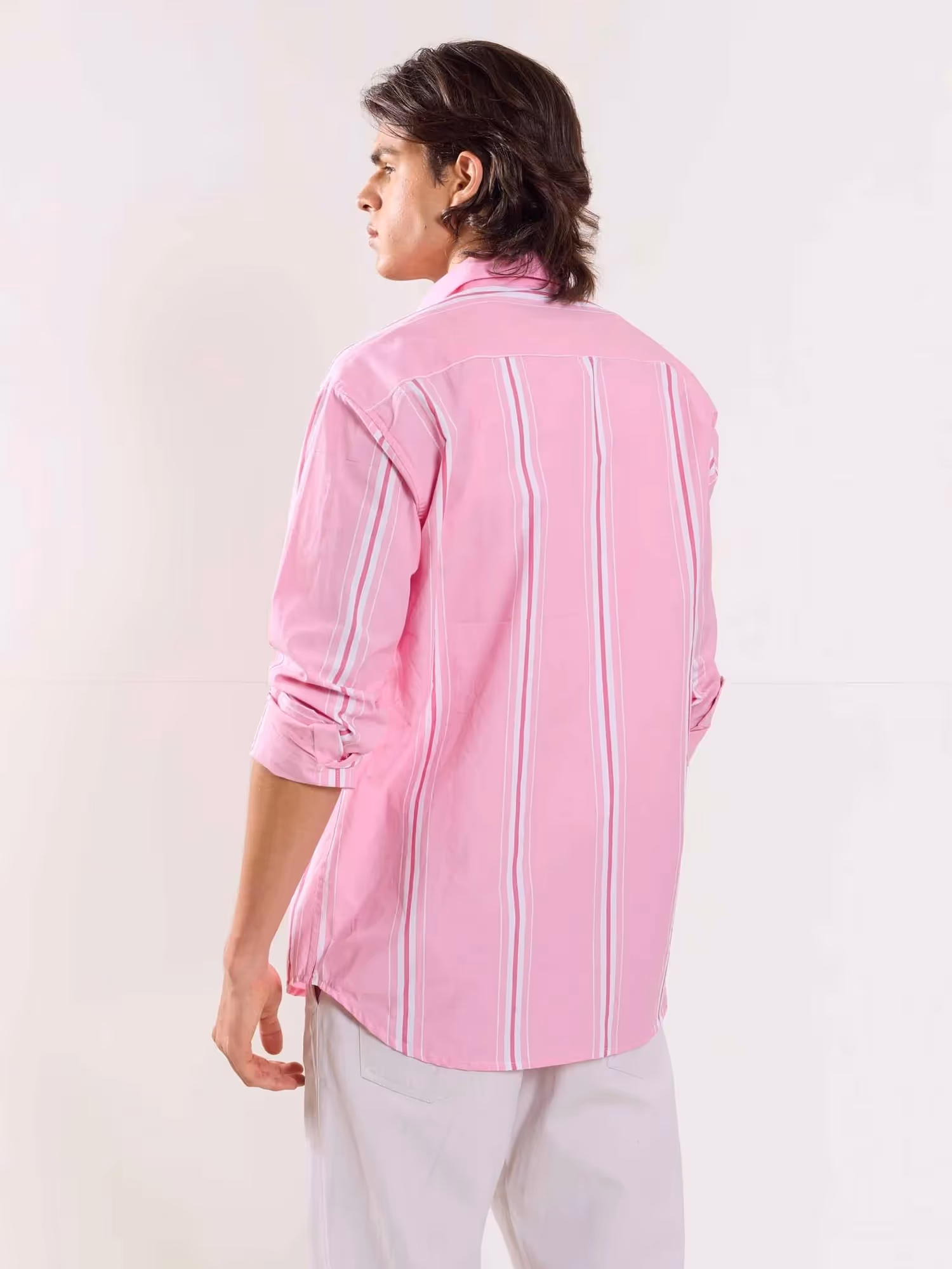 Pink Striped Poplin Shirt image 6