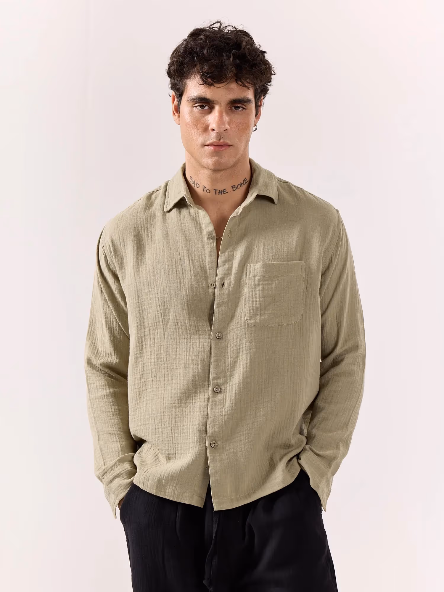 Pista Green Gauze Holiday Shirt image 2