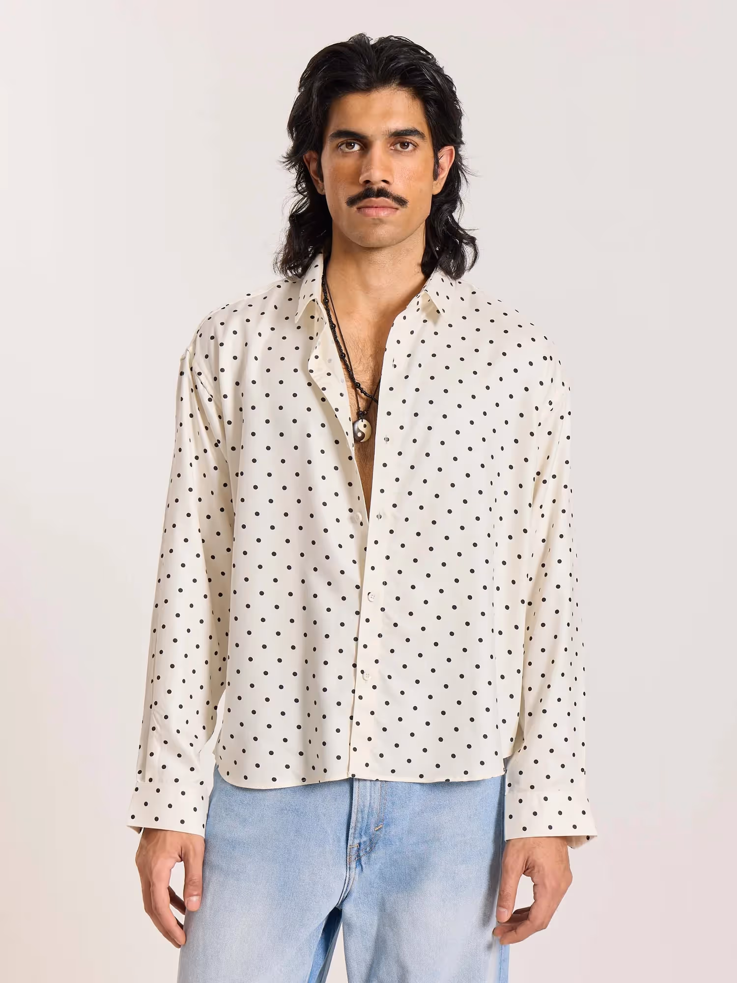 Polka Dot Oversized Cropped Shirt  image 3