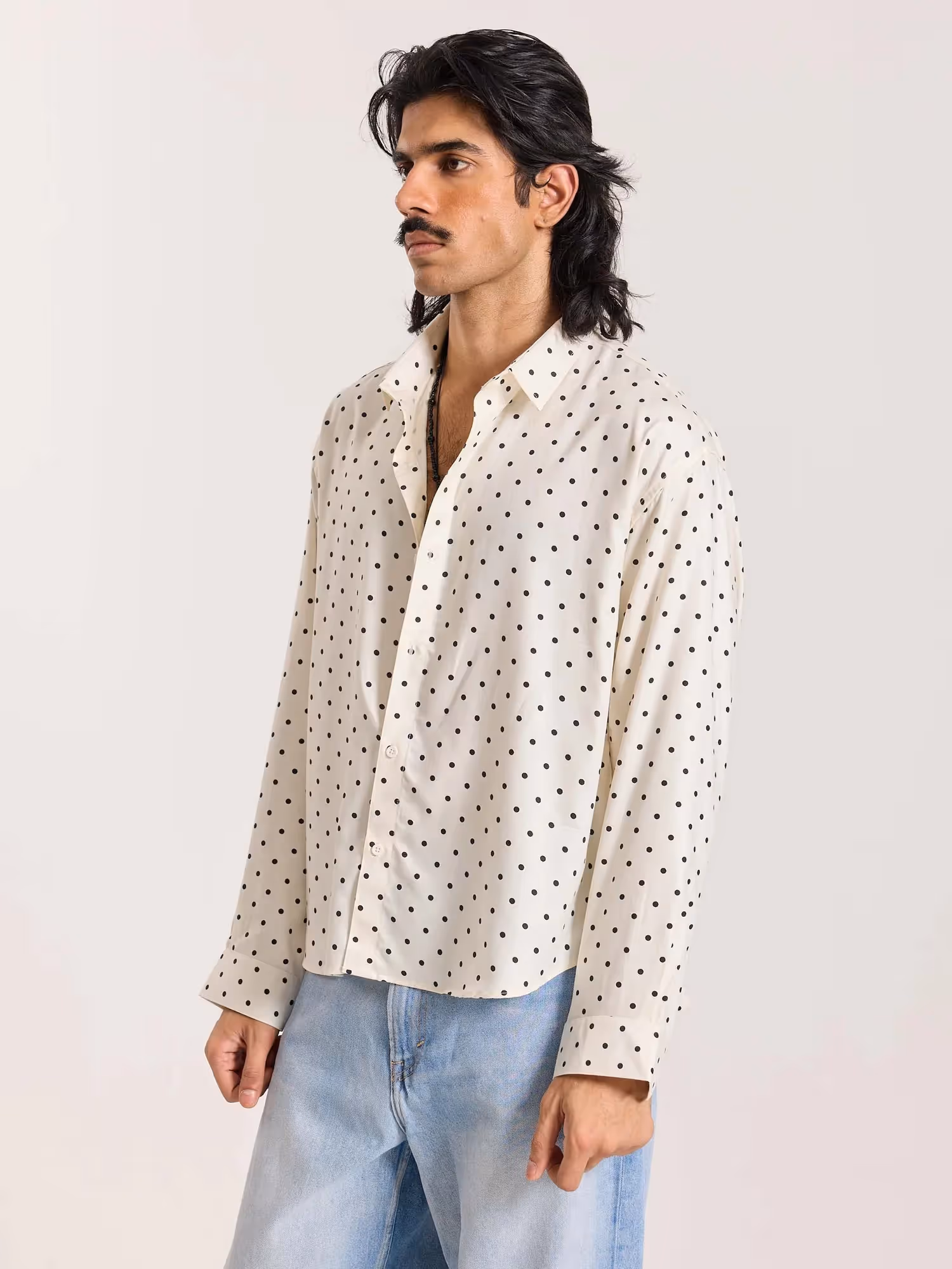 Polka Dot Oversized Cropped Shirt  image 6