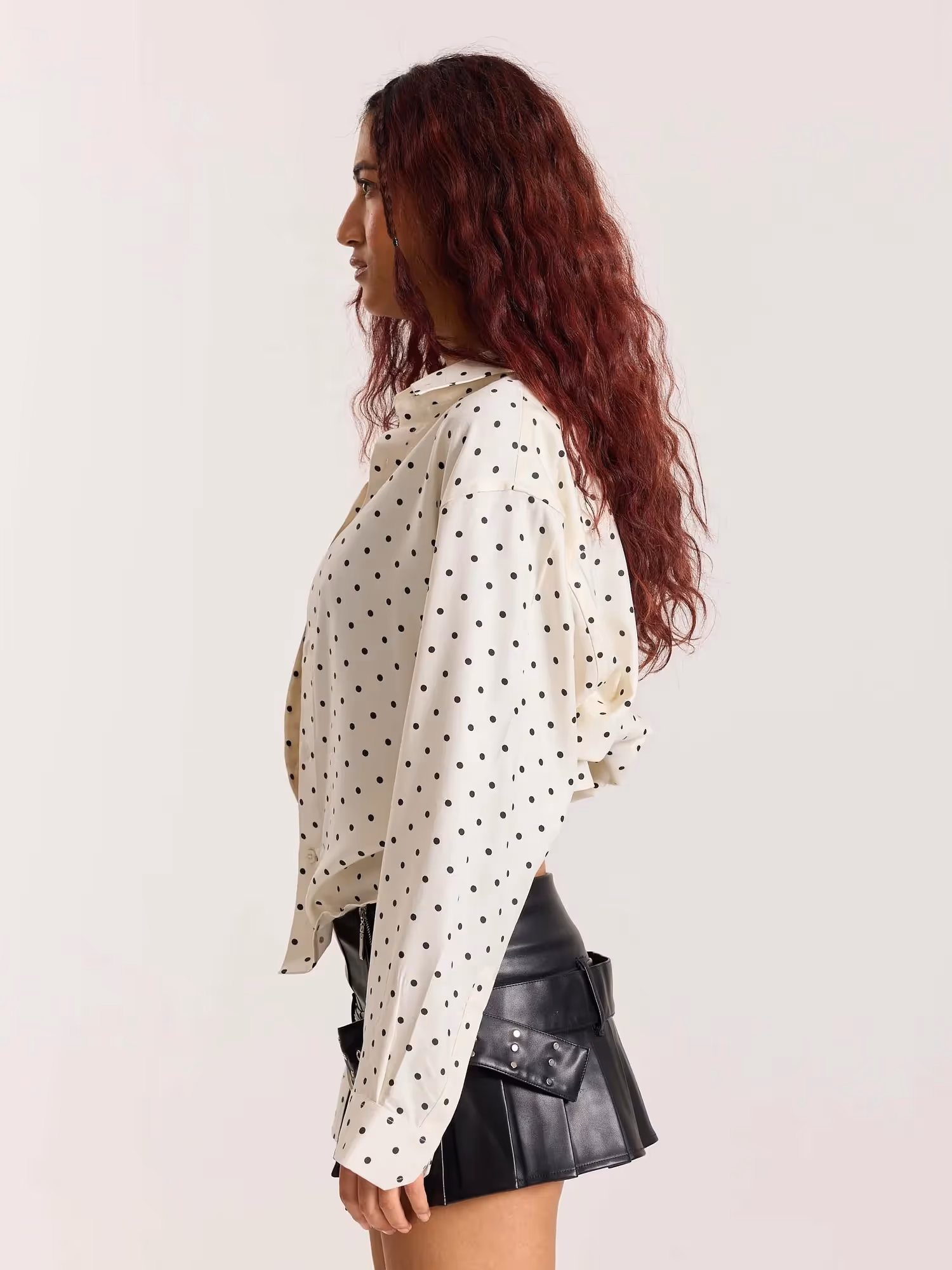 Polka Dot Oversized Cropped Shirt  image 7