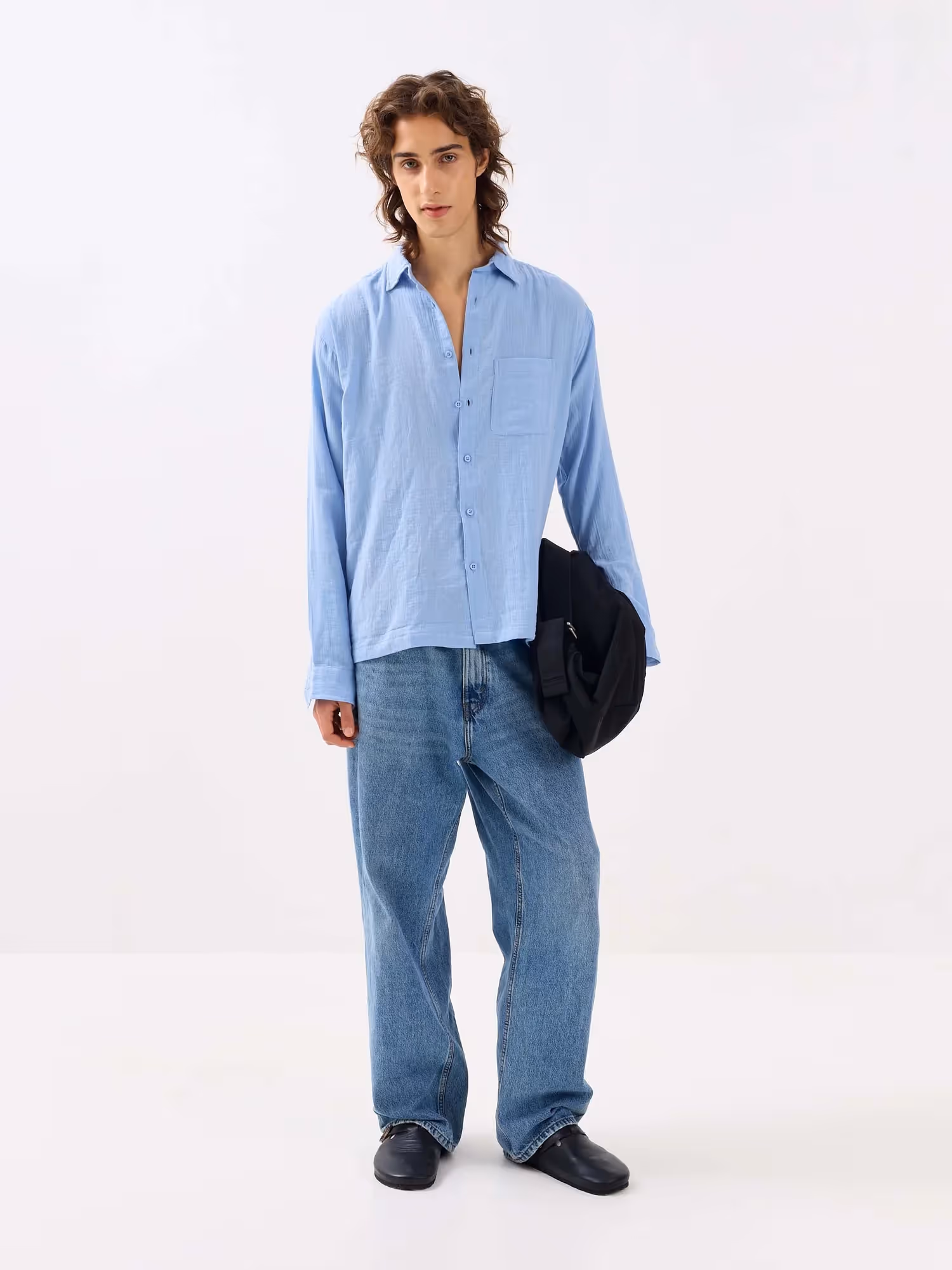Powder Blue Gauze Holiday Shirt  image 1