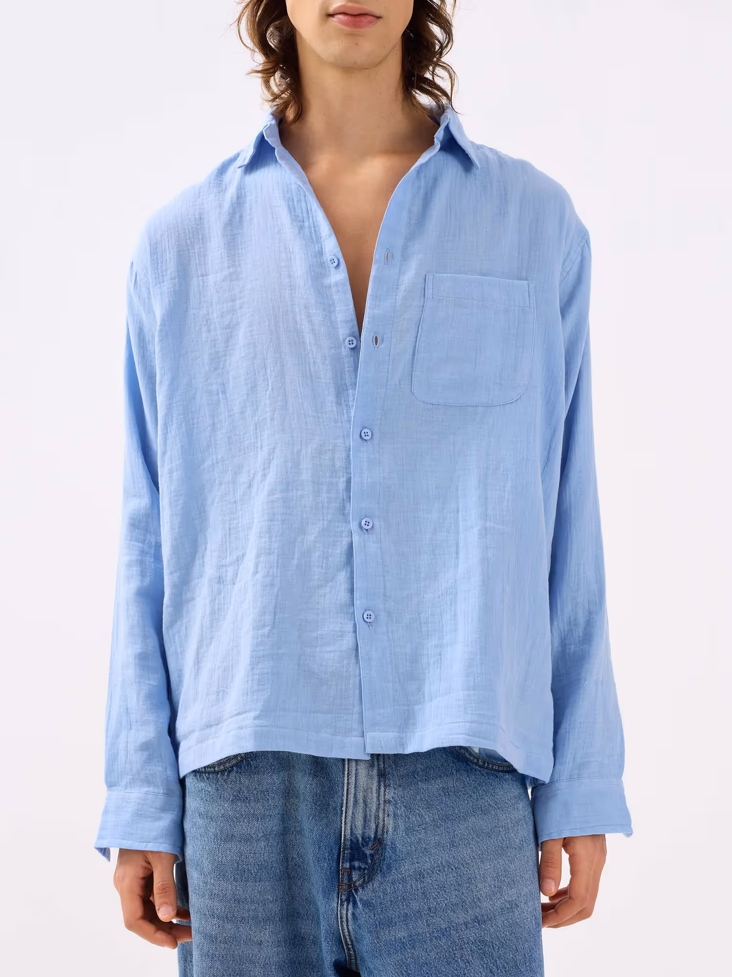 Powder Blue Gauze Holiday Shirt  image 3