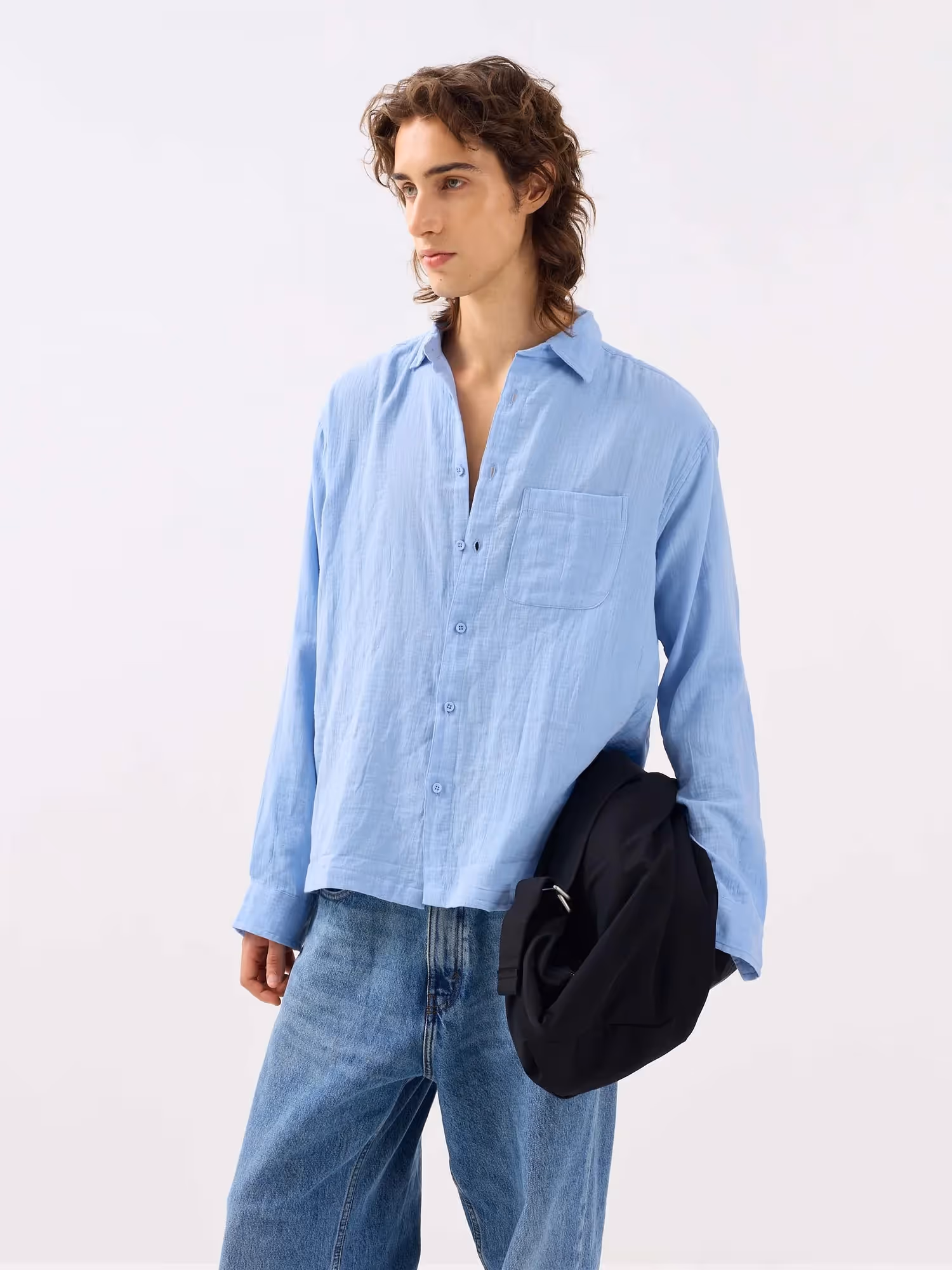 Powder Blue Gauze Holiday Shirt  image 4