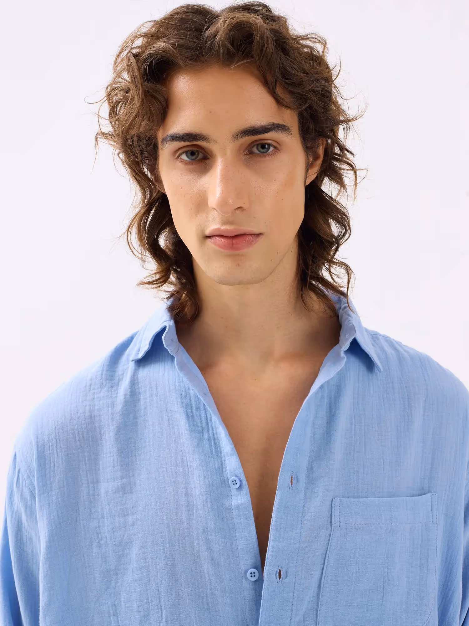 Powder Blue Gauze Holiday Shirt  image 6