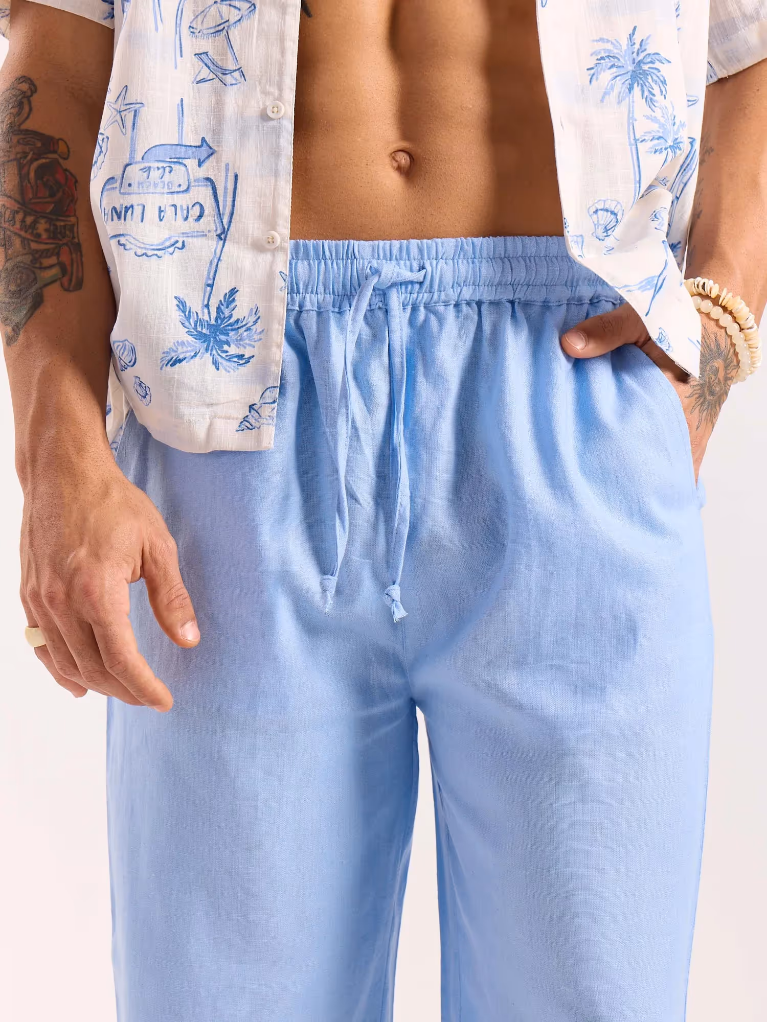 Powder Blue Linen Pull-on Pants image 6