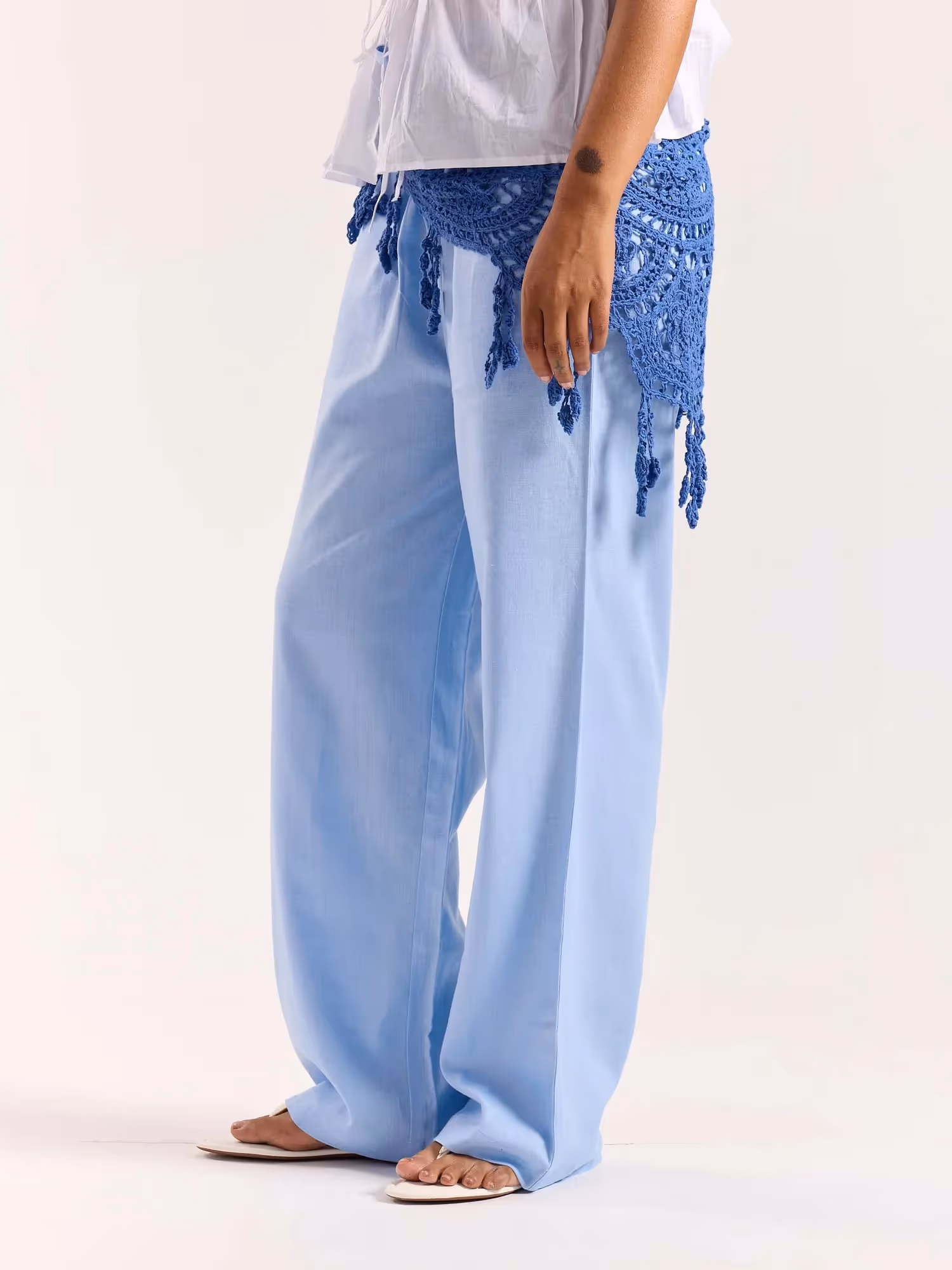 Powder Blue Linen Pull-on Pants image 7