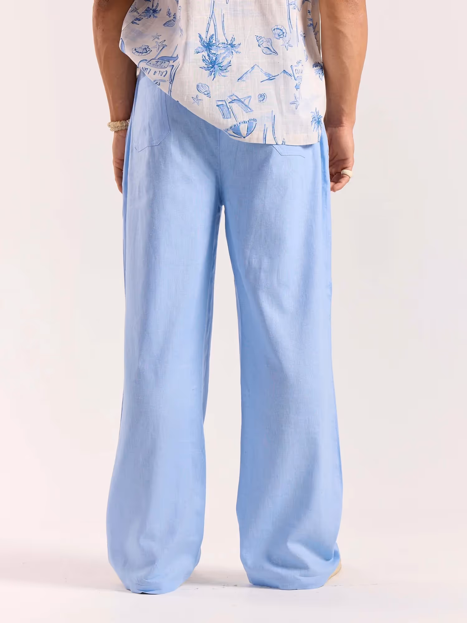 Powder Blue Linen Pull-on Pants image 8