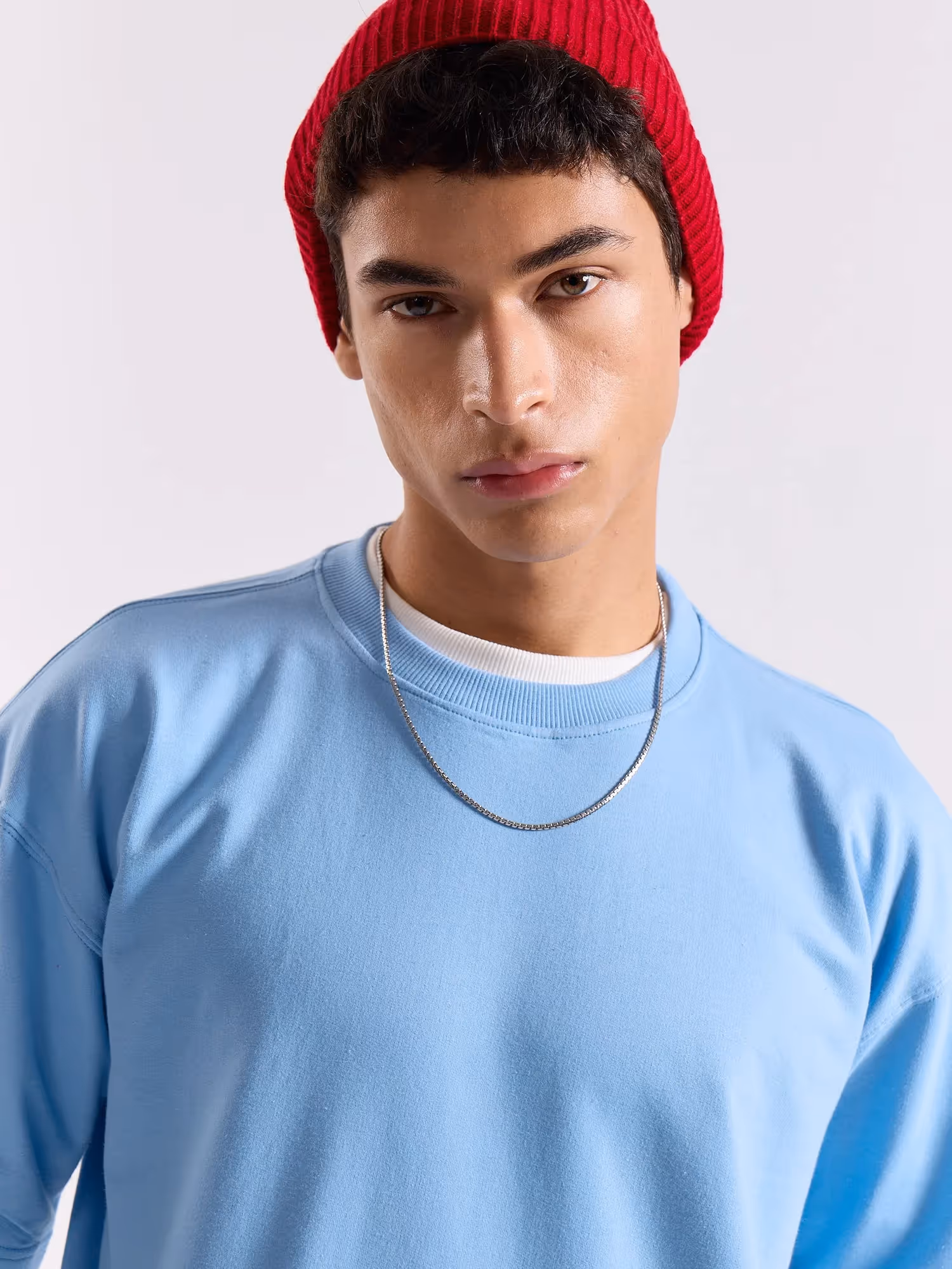 Powder Blue Loose Fit Cropped T-Shirt image 5