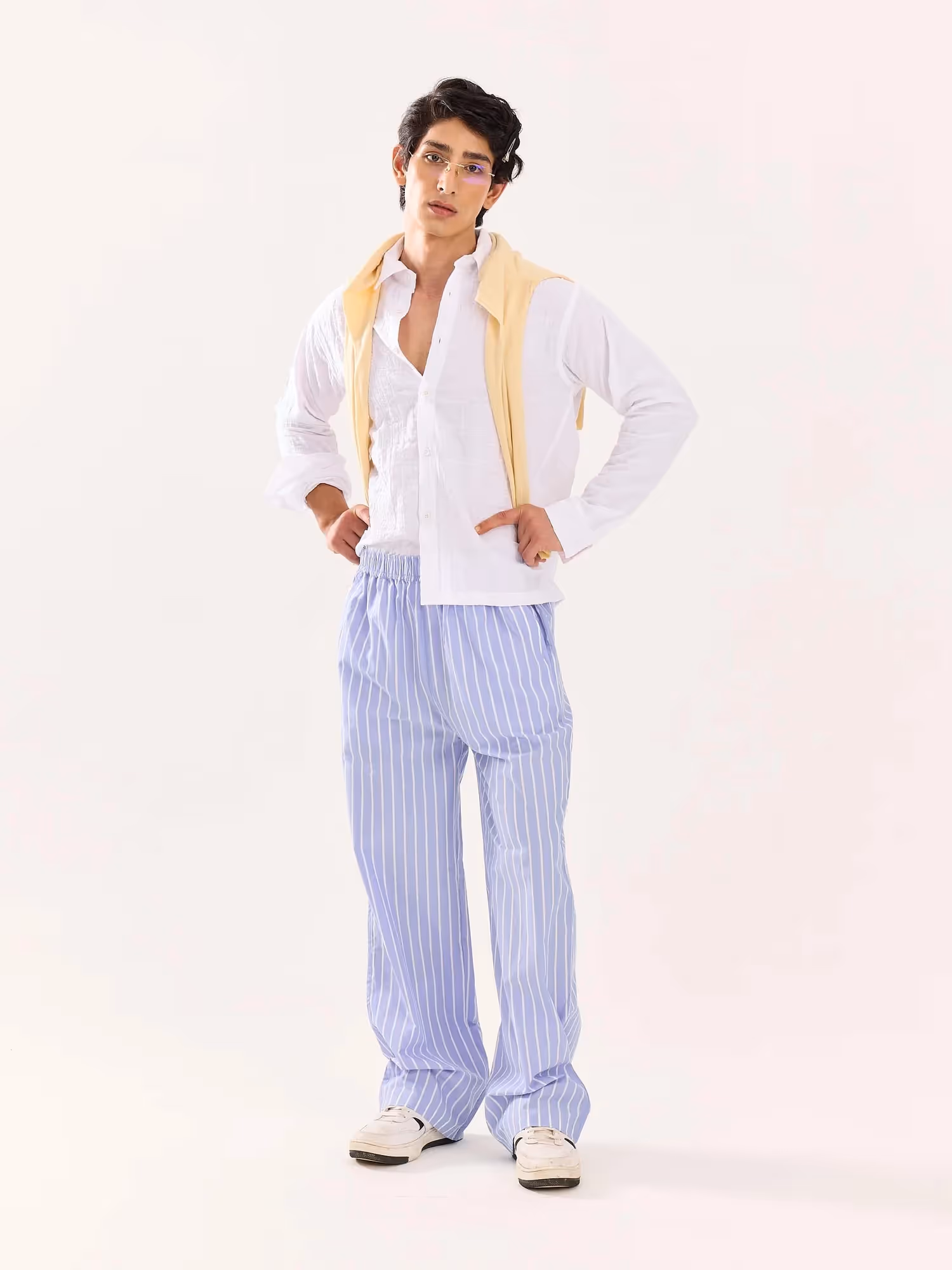 Powder Blue Striped Poplin Pull-on Pants image 1