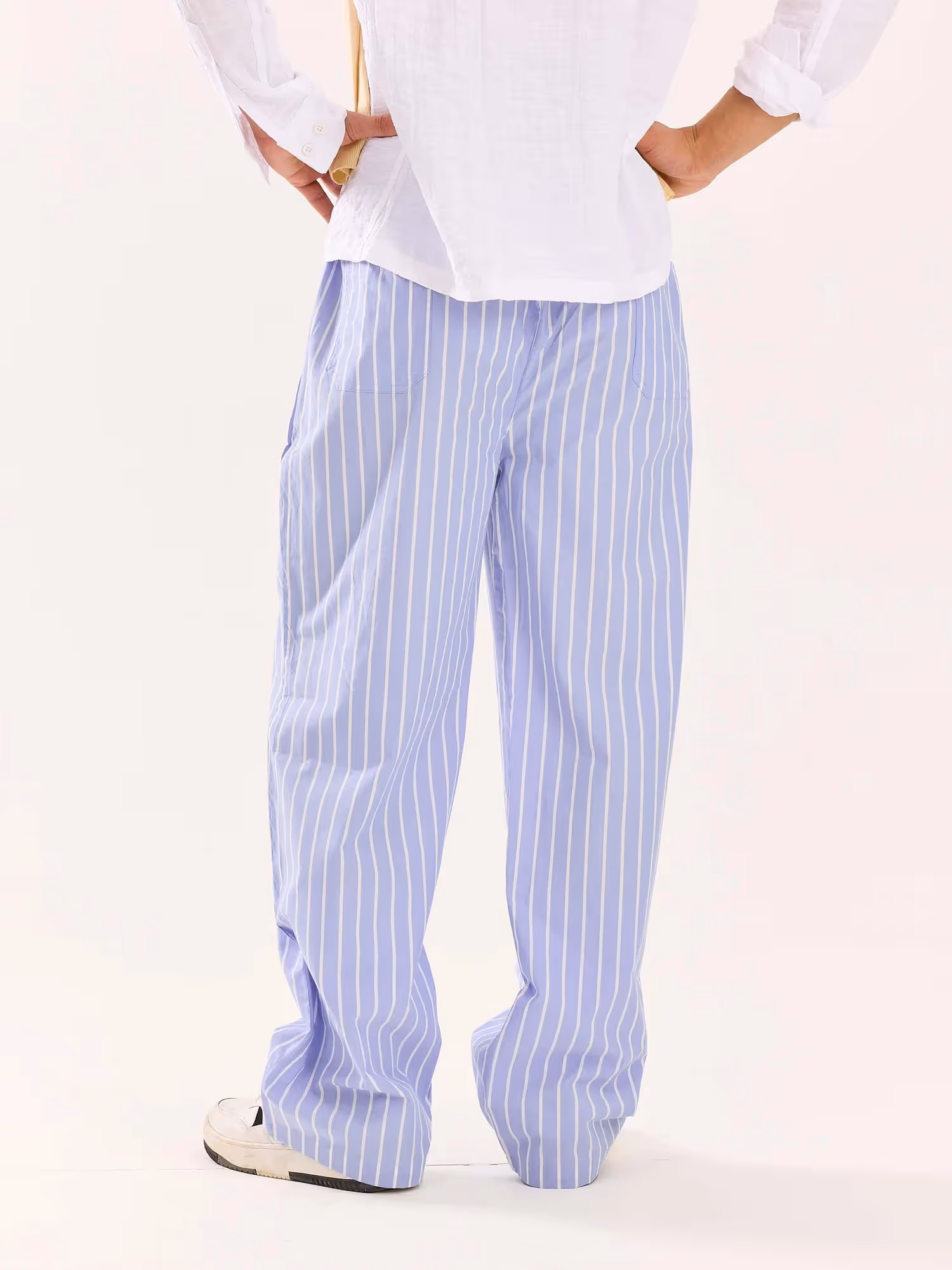 Powder Blue Striped Poplin Pull-on Pants image 8
