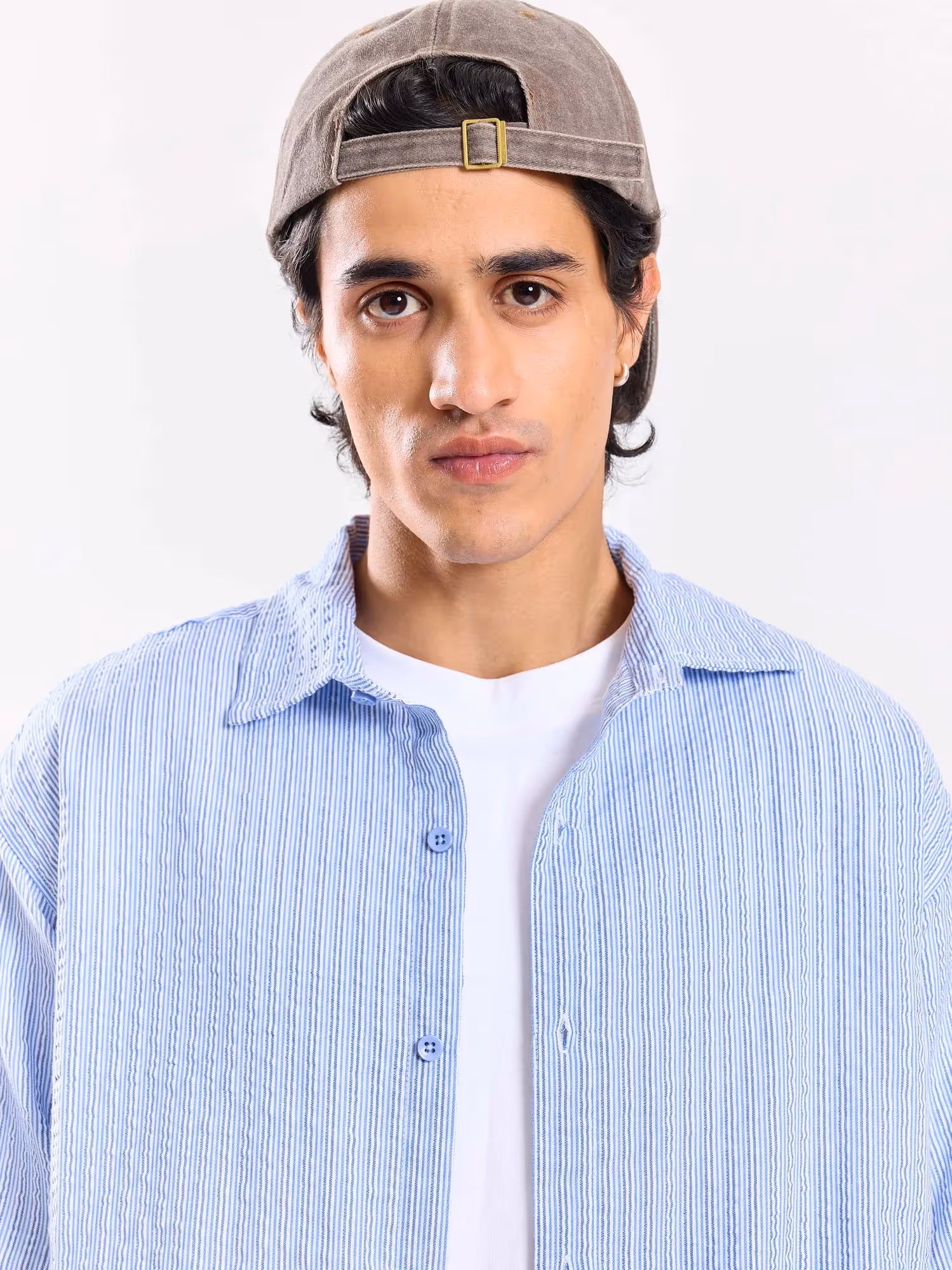 Powder Blue Striped Seersucker Shirt image 3